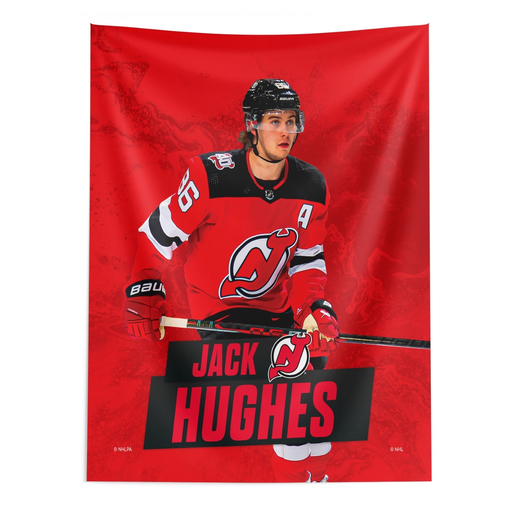 NHL Jack Hughes Devils Wall Hanging 50x60 Inches