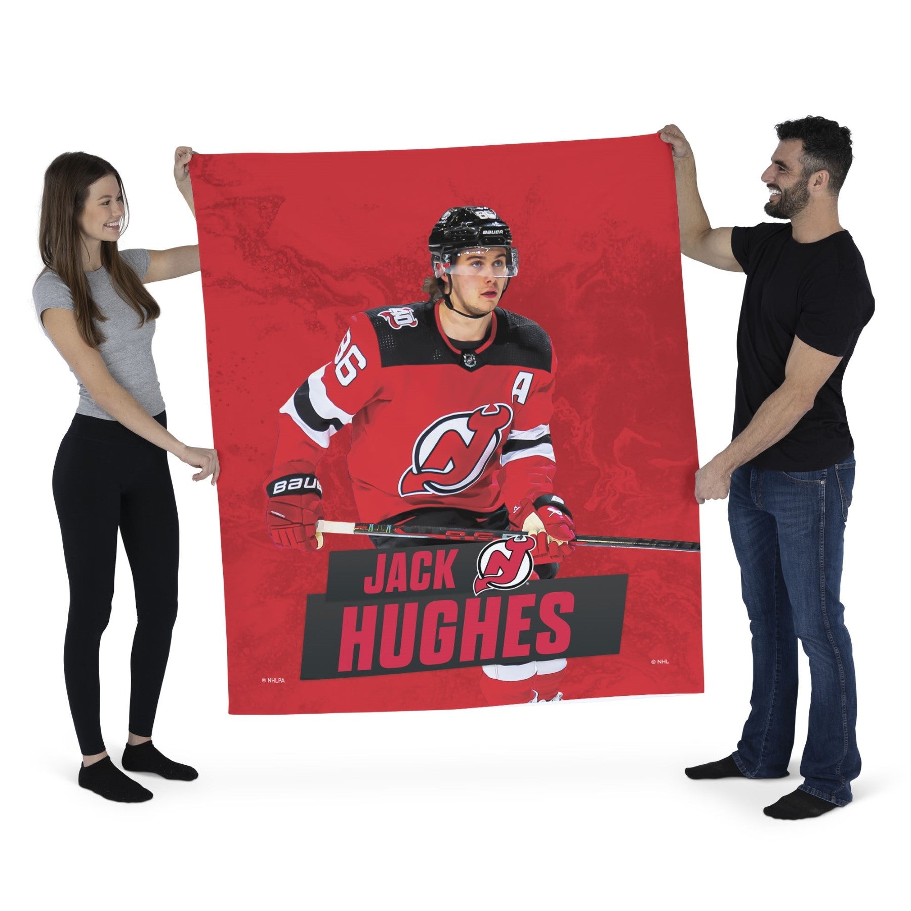 NHL Jack Hughes Devils Wall Hanging 50x60 Inches