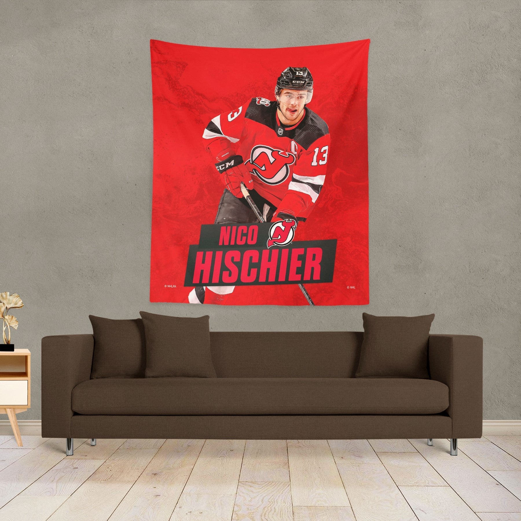 NHL Nico Hischier Devils Wall Hanging 50x60 Inches
