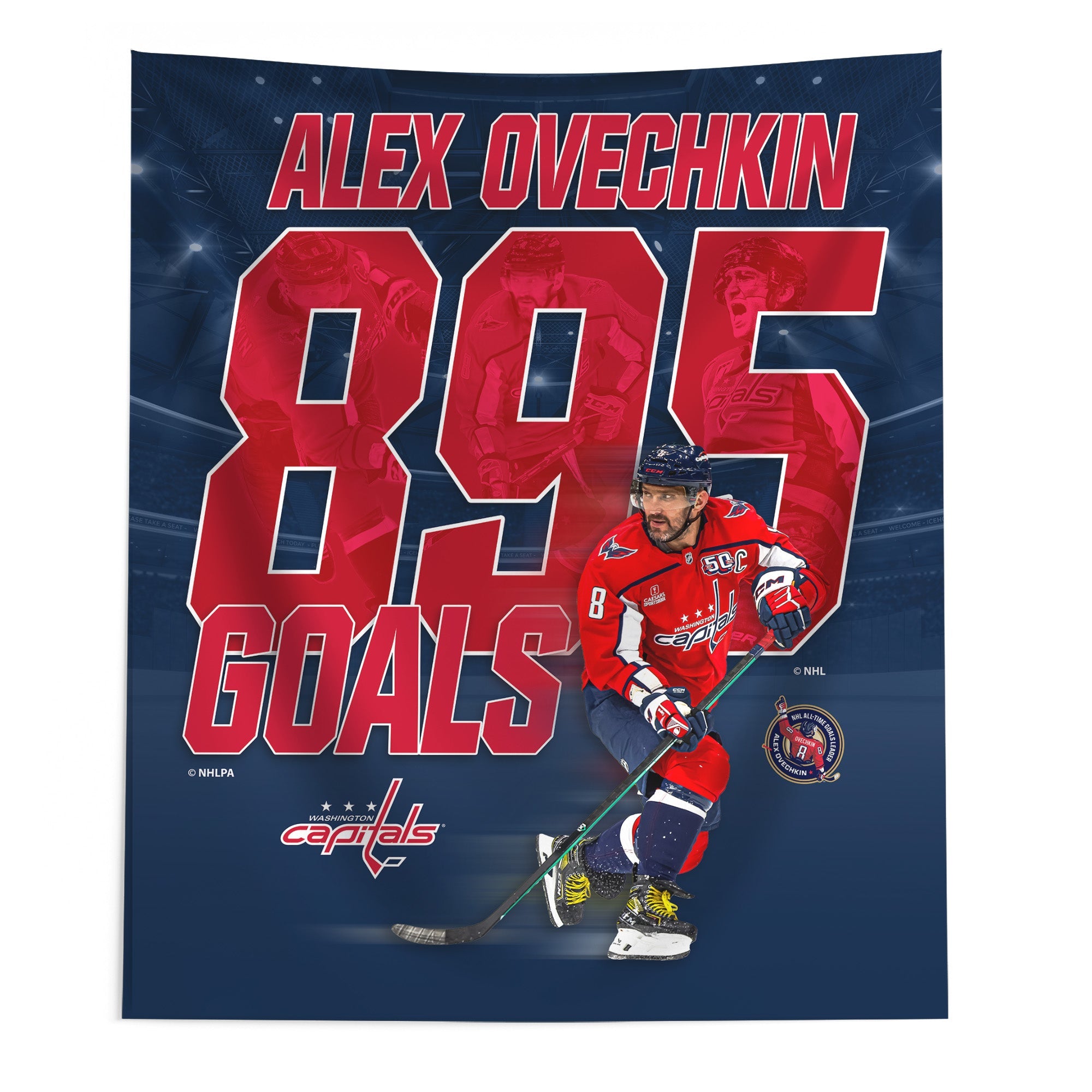 NHL Washington Capitals Alex Ovechkin 895 Goals Printed Wall Hanging 50 x 60 inches