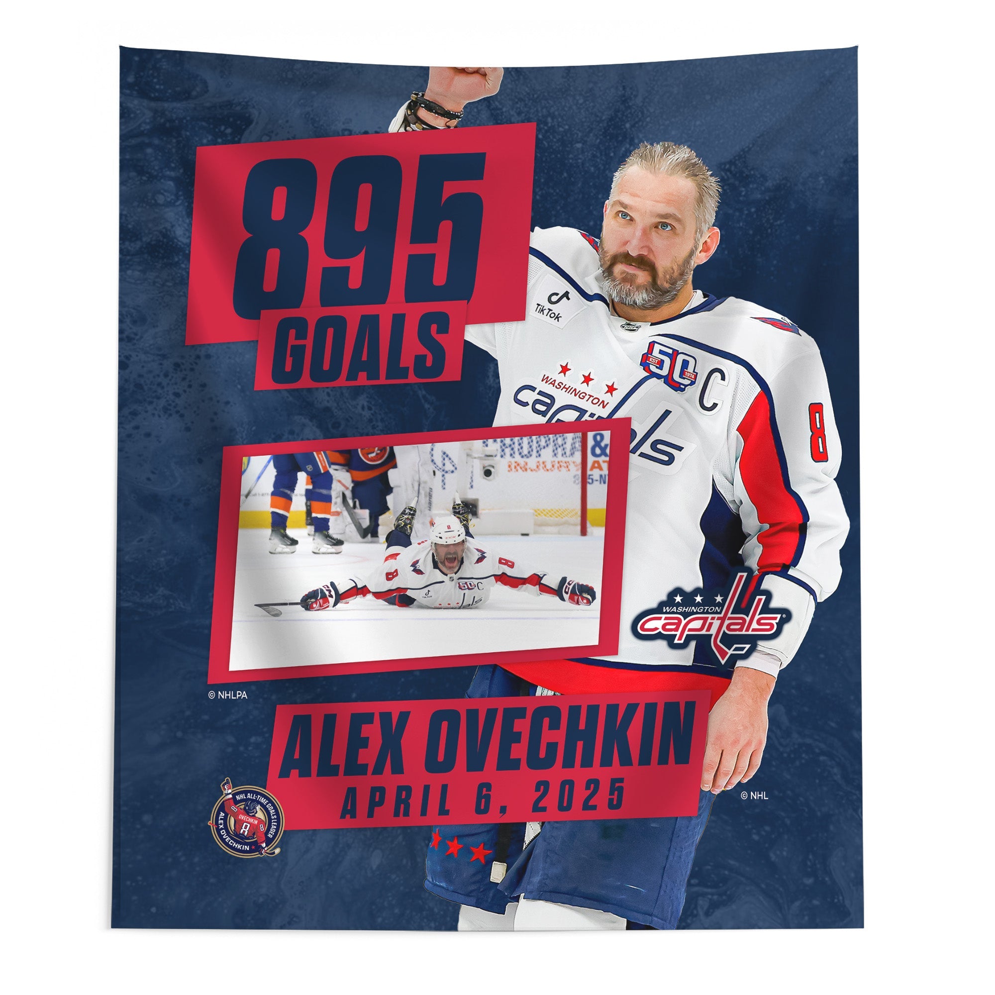 NHL Washington Capitals Alex Ovechkin 895 Goals Photo Printed Wall Hanging 50 x 60 inches