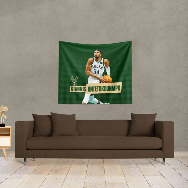 Milwaukee Bucks Giannis Antetokounmpo NBA Wall Hanging 34X40 Inches