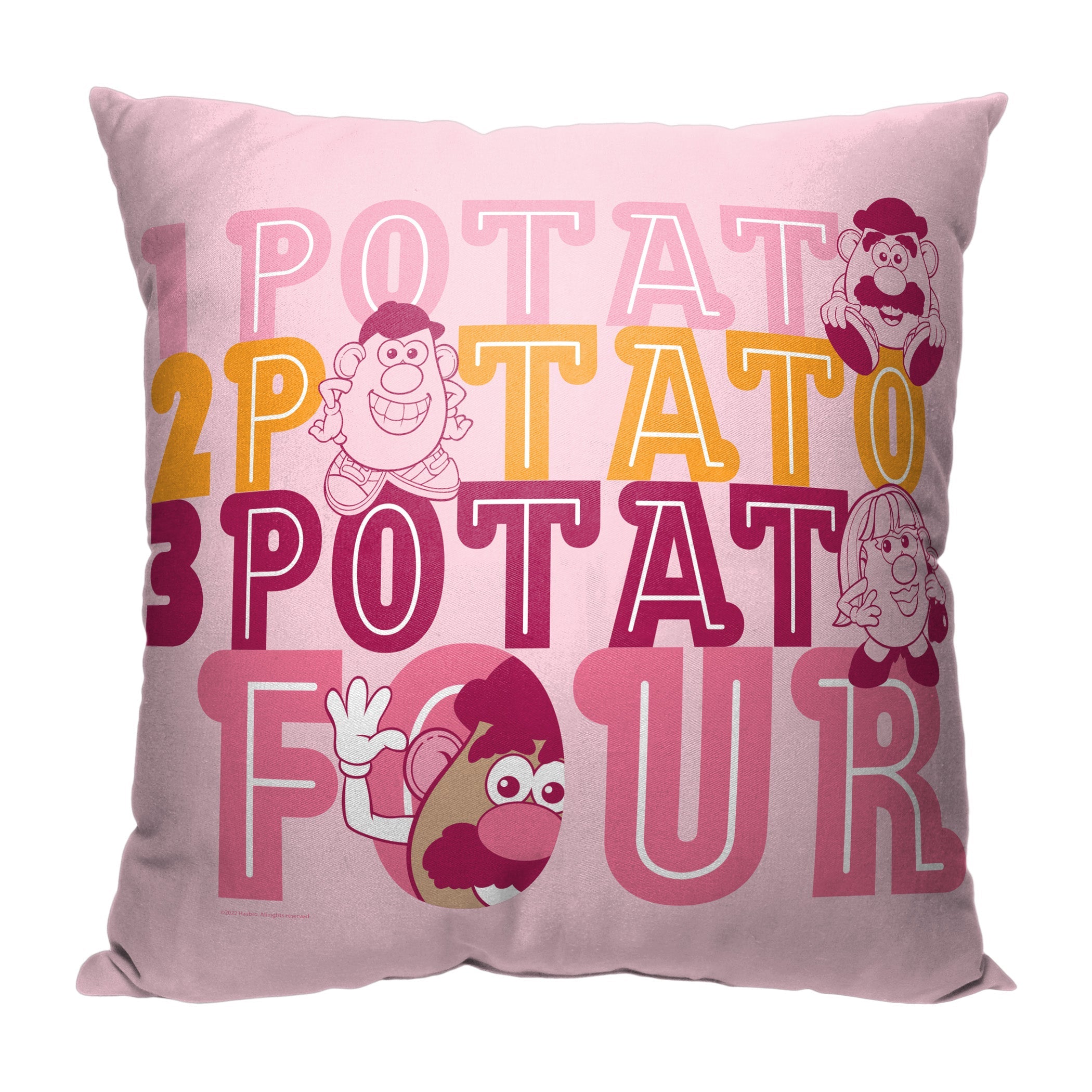 Hasbro Mr. Potato Head 4 Potato Throw Pillow 18x18 Inches