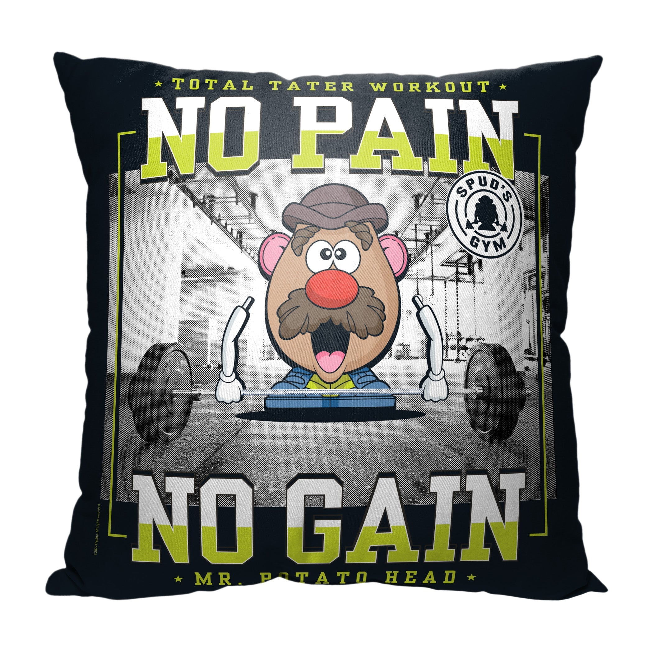 Hasbro Mr. Potato Head Tater Workout Throw Pillow 18x18 Inches