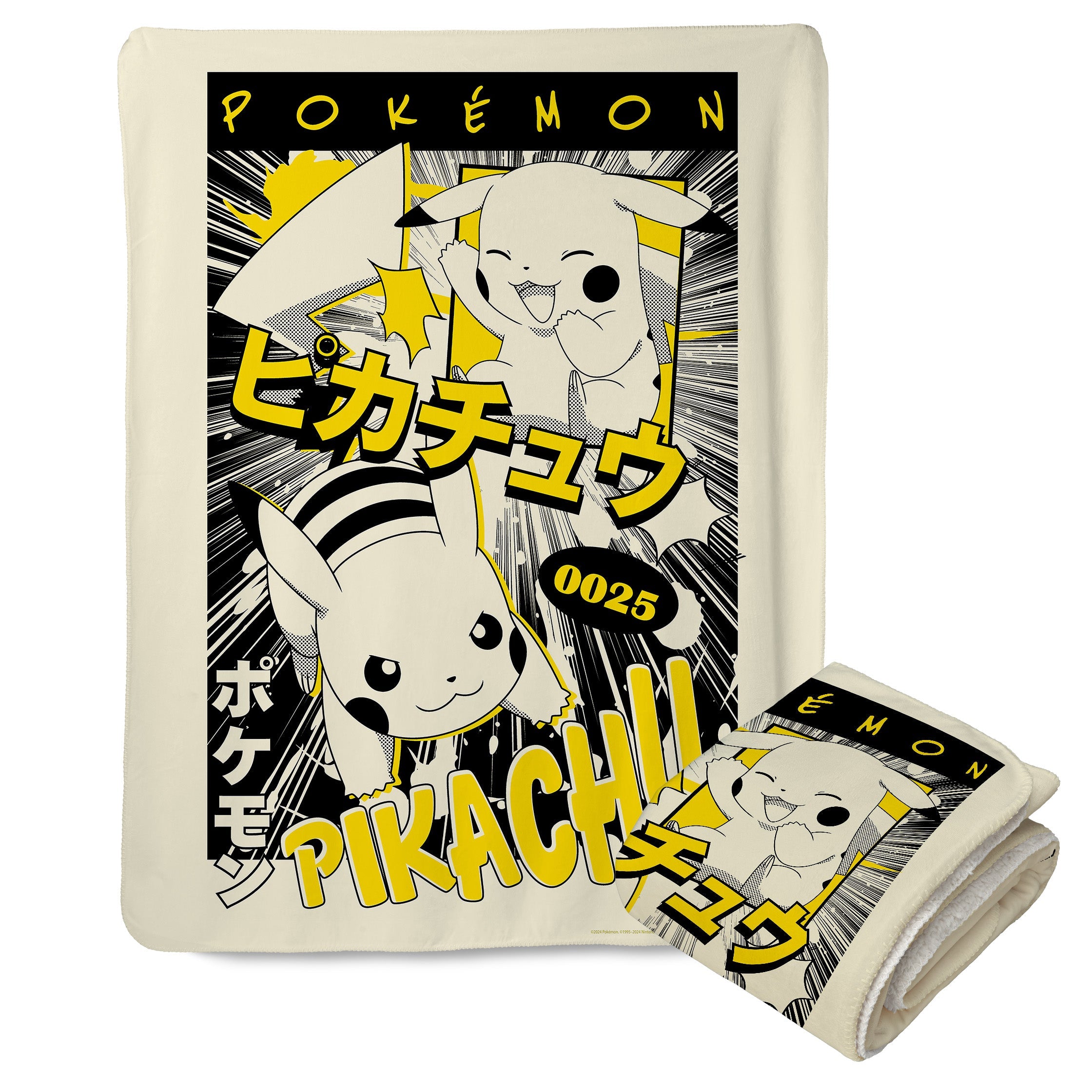 Pokemon Anime Pikachu Mink Sherpa Throw Blanket 60x80Inches