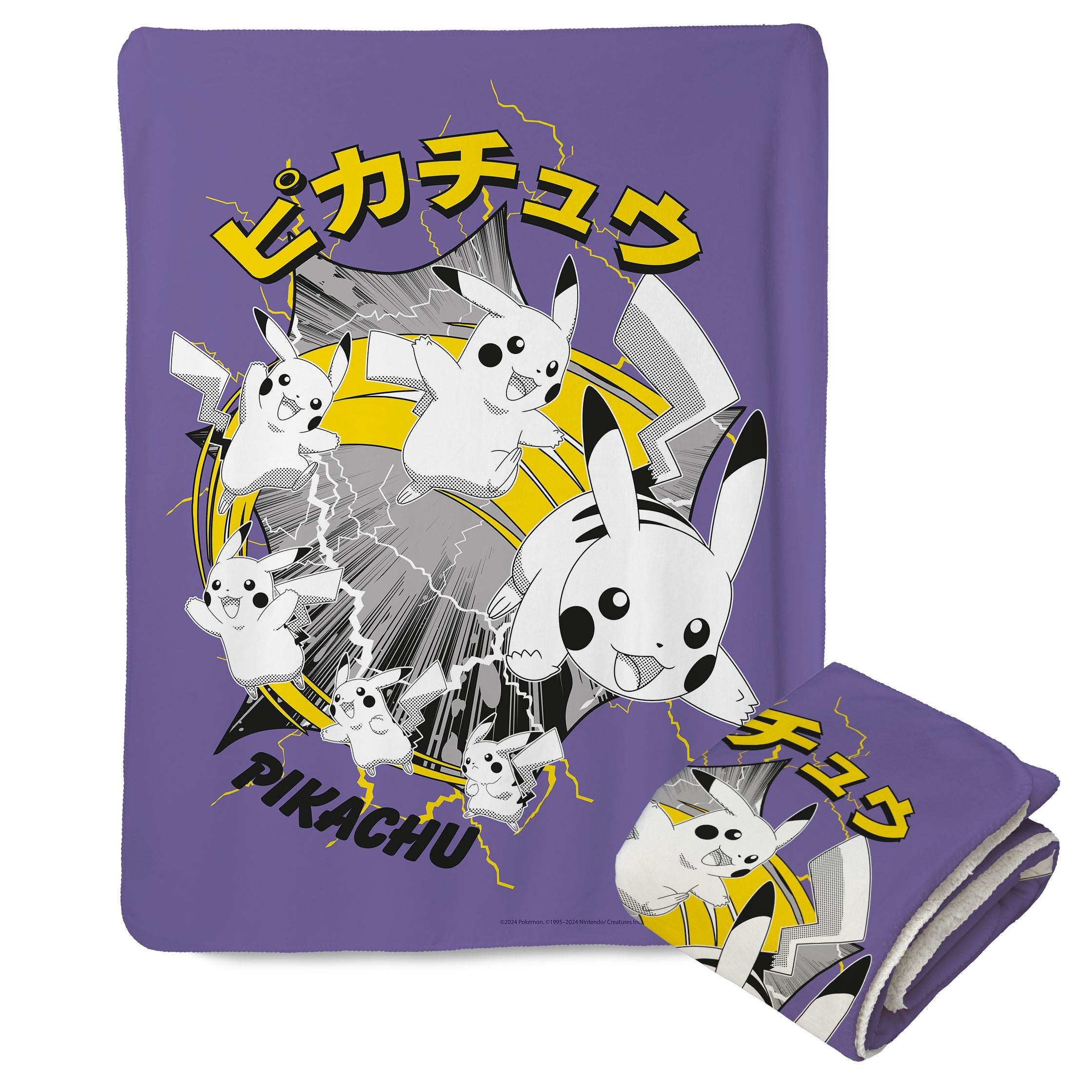 Pokemon Coming Achu Mircro Mink Sherpa Throw Blanket 50x60 Inches