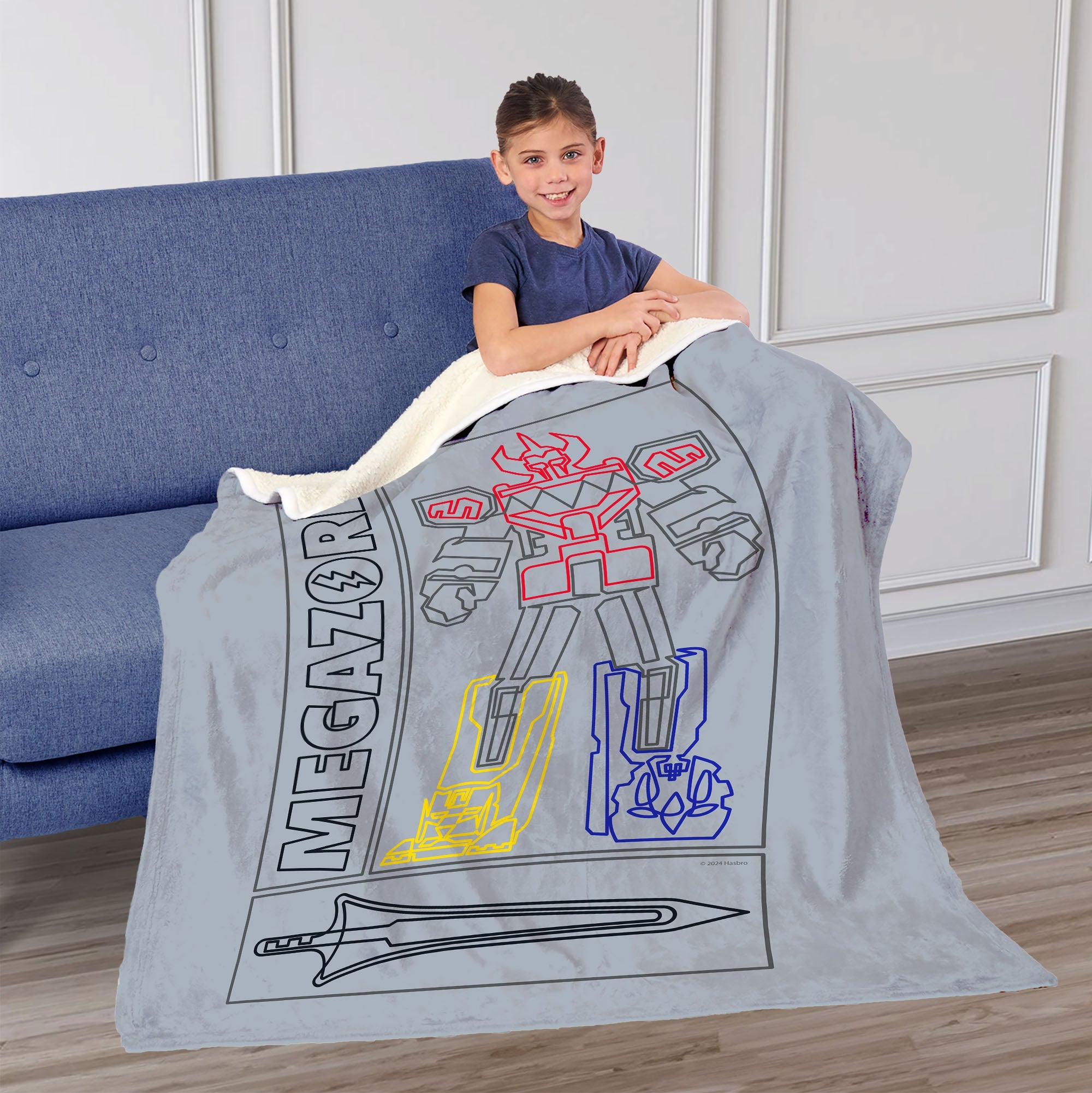 Hasbro Power Rangers Megazord Silk Touch Sherpa Throw Blanket 50X60 Inches