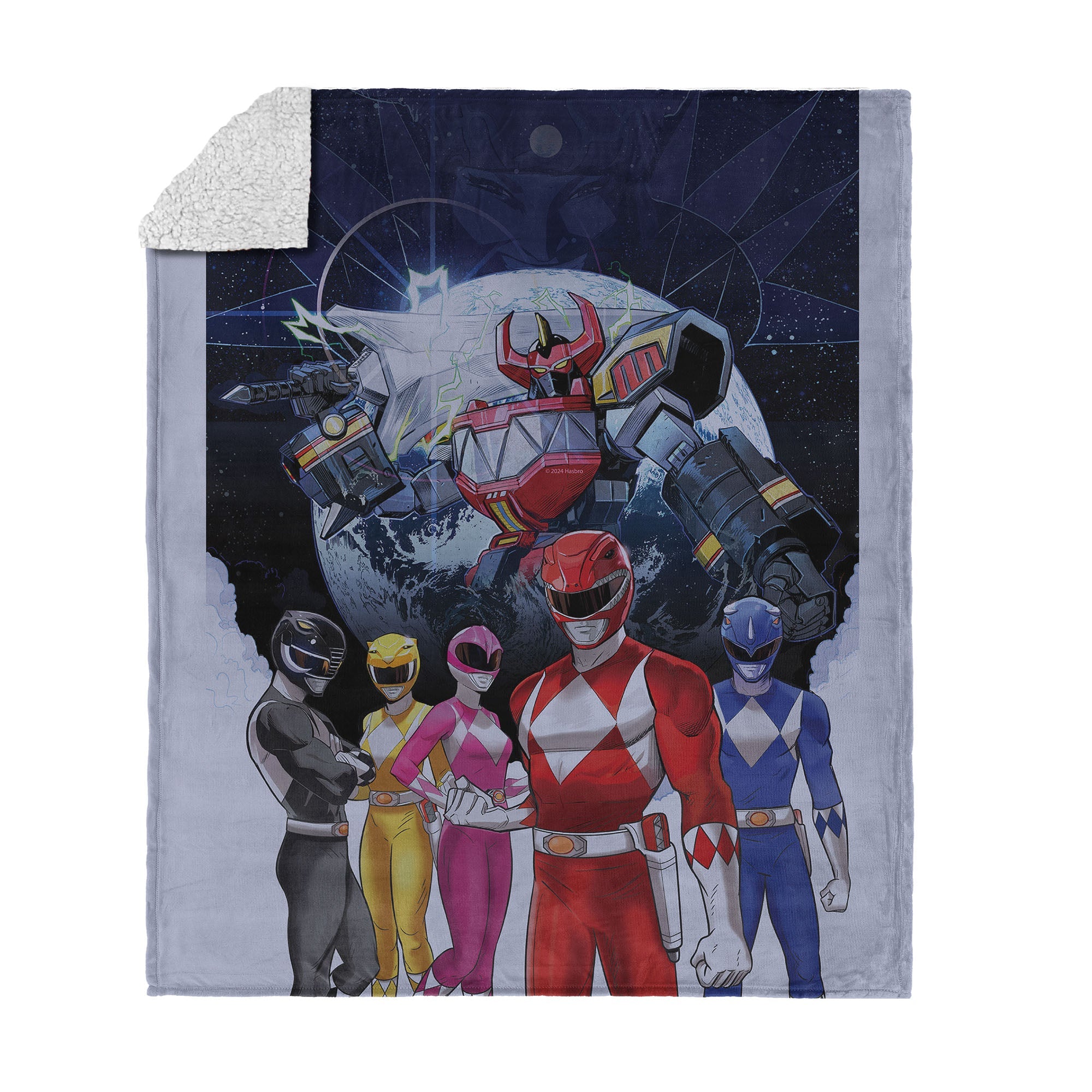 Hasbro Power Rangers Mighty Morphin Silk Touch Sherpa Throw Blanket 50X60 Inches