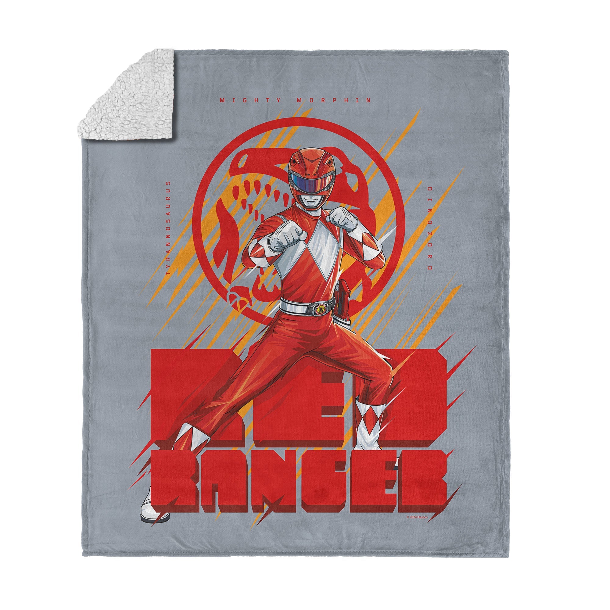 Hasbro Power Rangers Red Ranger Silk Touch Sherpa Throw Blanket 50X60 Inches