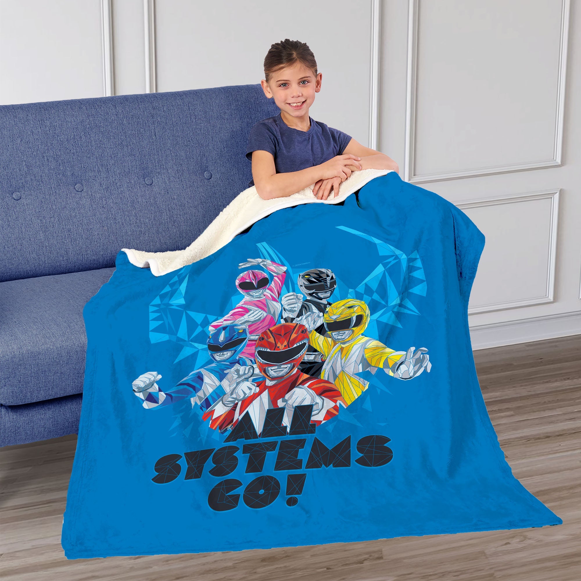 Hasbro Power Rangers All Systems Go Silk Touch Sherpa Throw Blanket 50X60 Inches