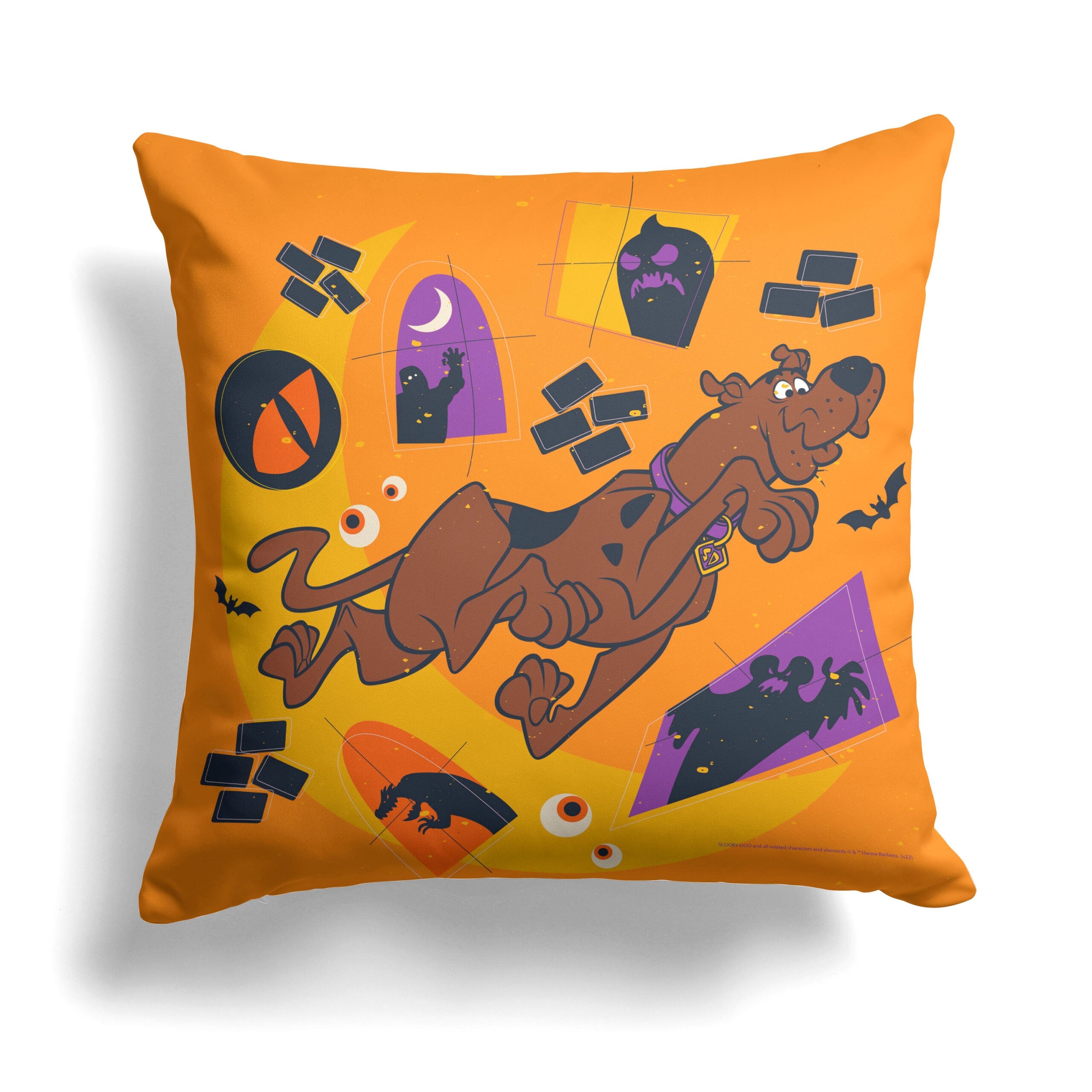 Warner Bros. Scooby-Doo Running Through Haunted Halls Throw Pillow 18x18 Inches
