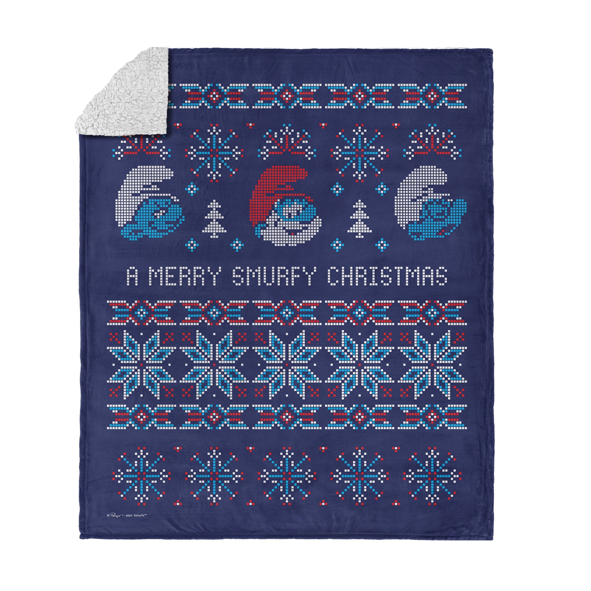 Smurfs Merry Smurfy Silk Touch Sherpa Throw Blanket 50¡Á60 Inches