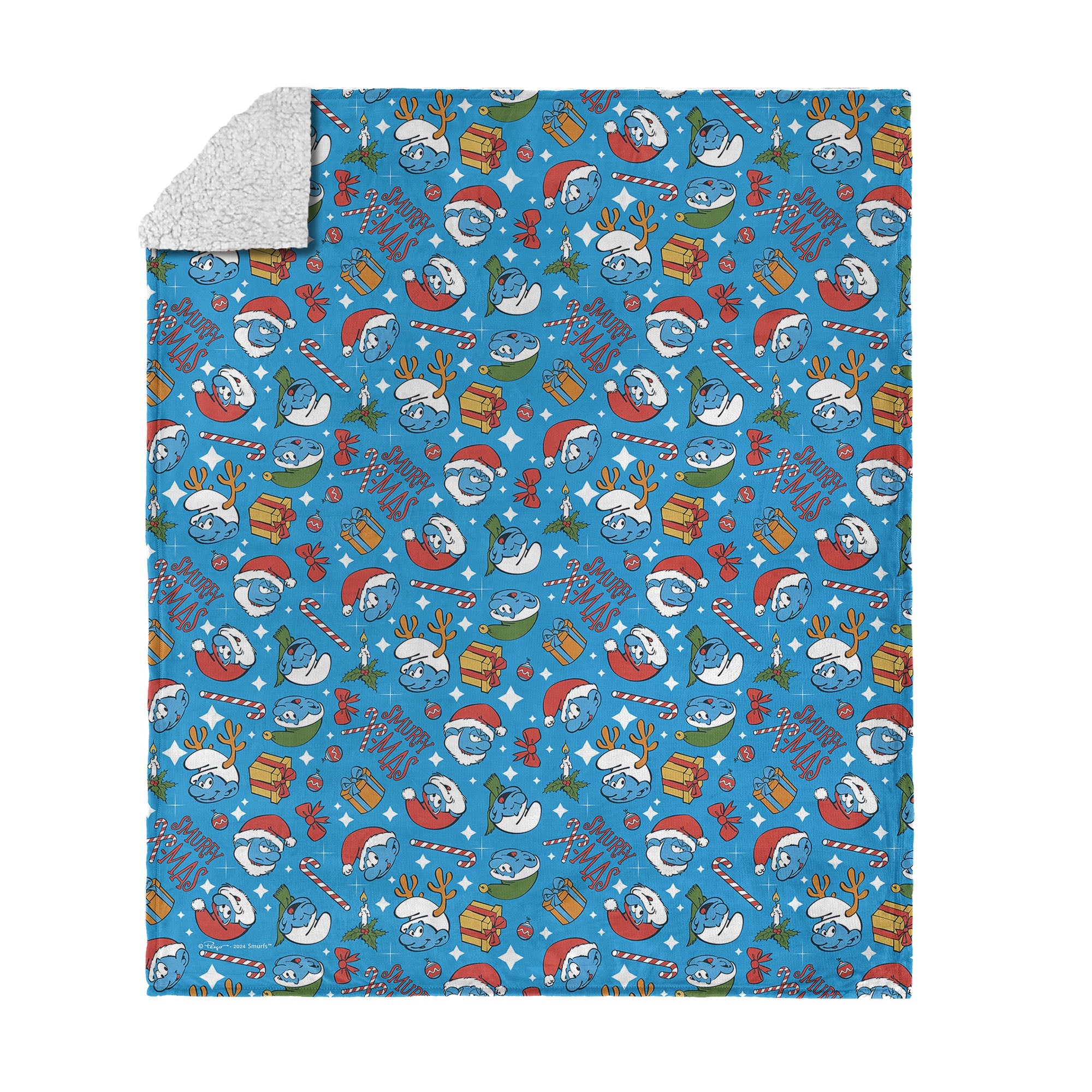 Smurfs Smurfy Xmas Silk Touch Sherpa Throw Blanket 50¡Á60 Inches