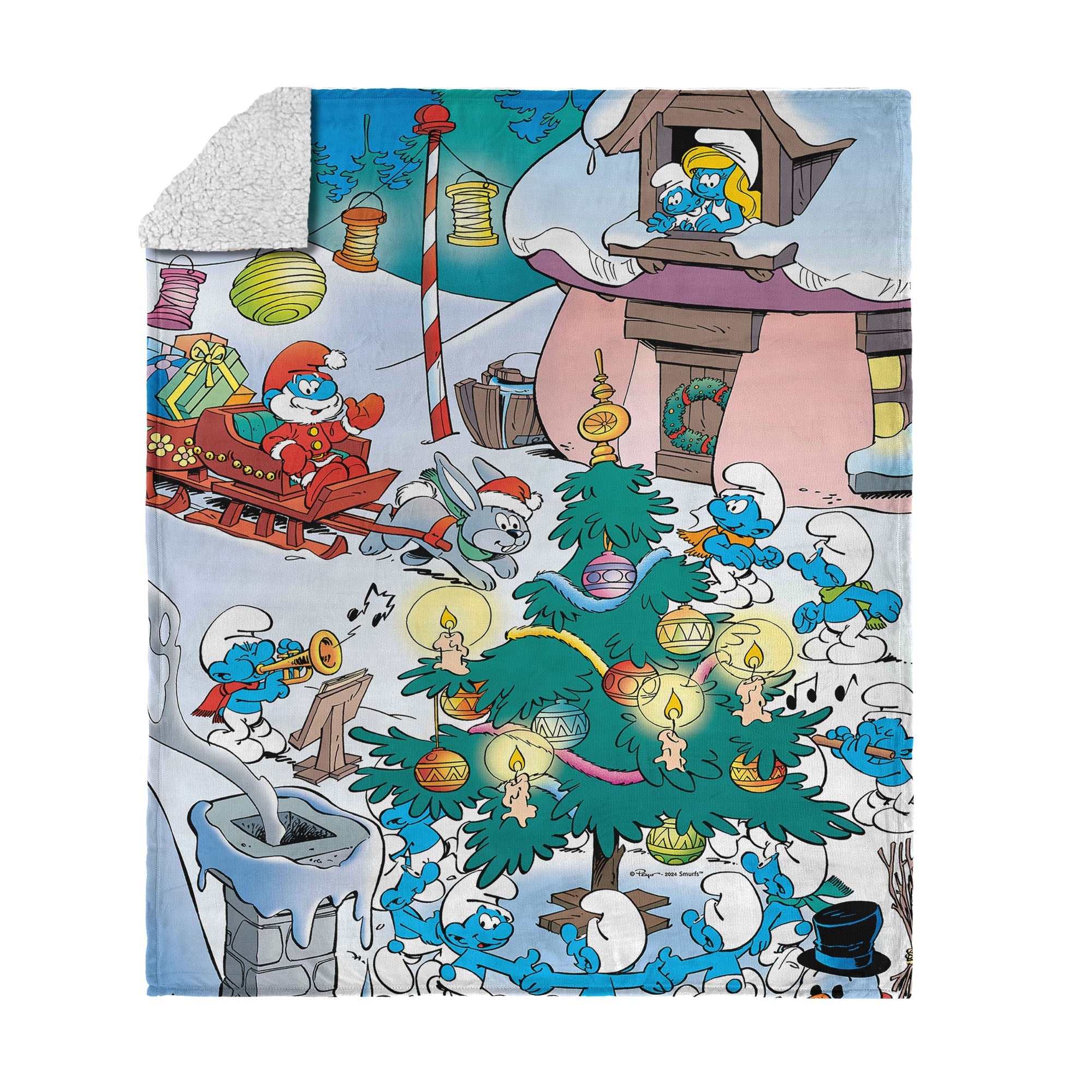 Smurfs Winter Bash Silk Touch Sherpa Throw Blanket 50¡Á60 Inches