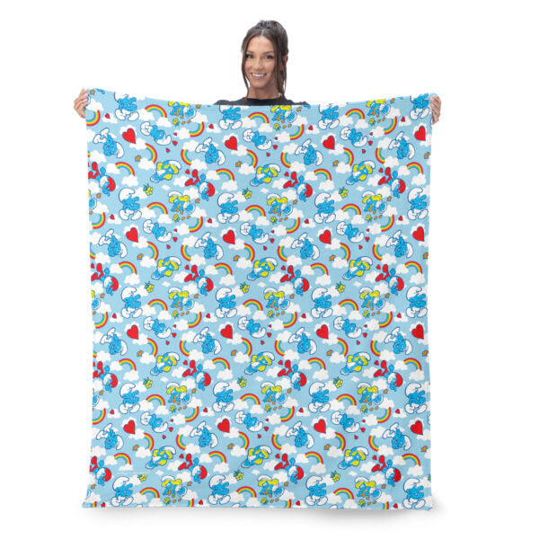 Smurfs Rainbow Smurfs Silk Touch Sherpa Throw Blanket 50 x 60 inches