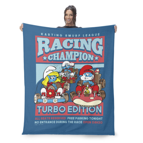 Smurfs Smurf Racing Silk Touch Sherpa Throw Blanket 50 x 60 inches