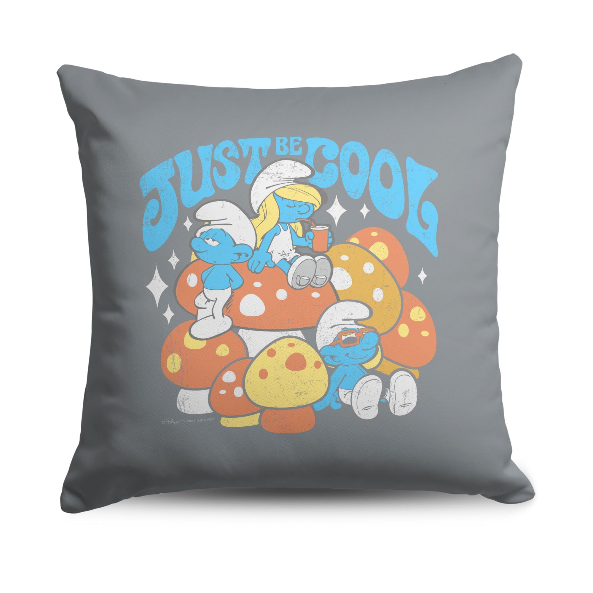 Smurfs Just Be Cool Throw Pillow 18x18 inches