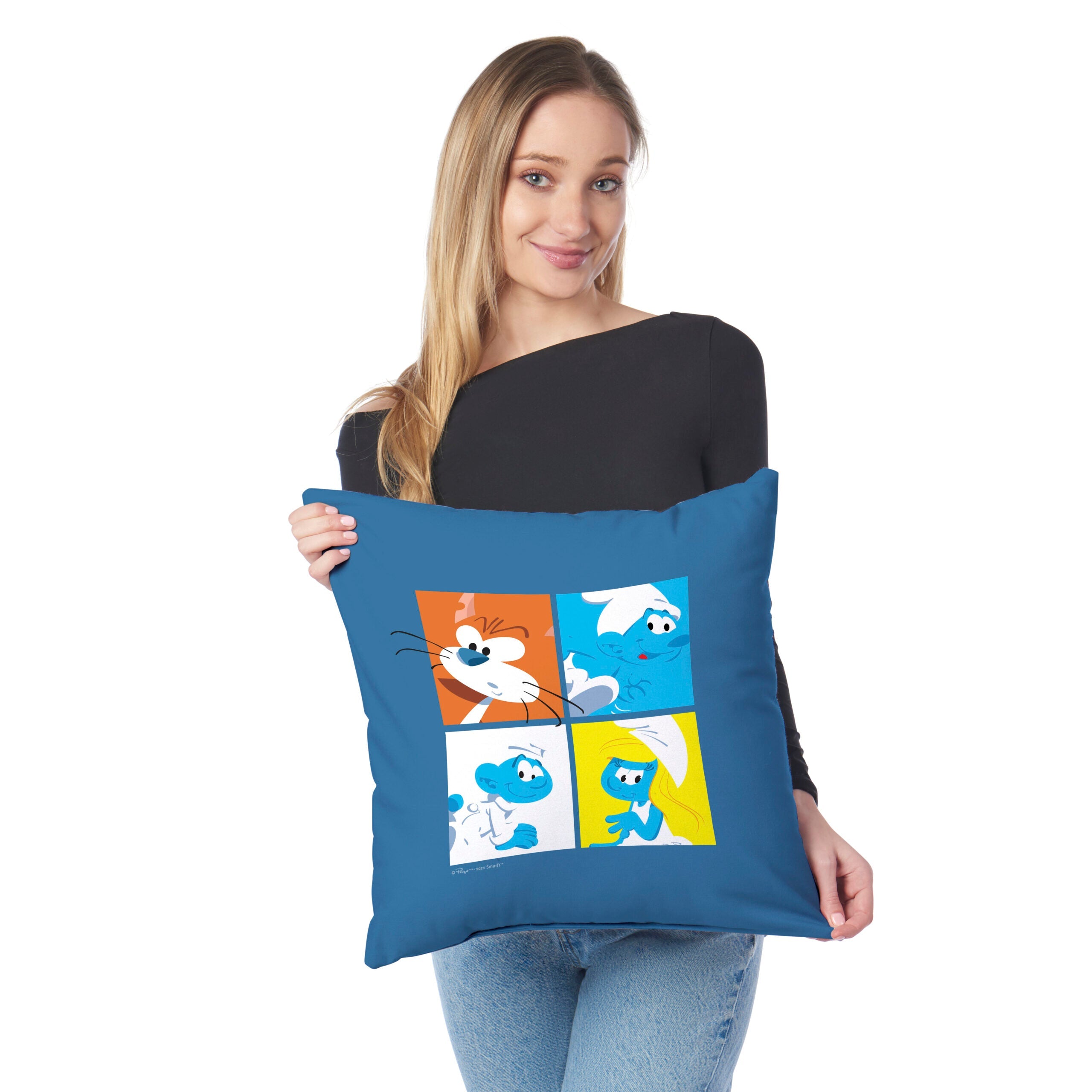 Smurfs Smurf Squad Throw Pillow 18x18 inches