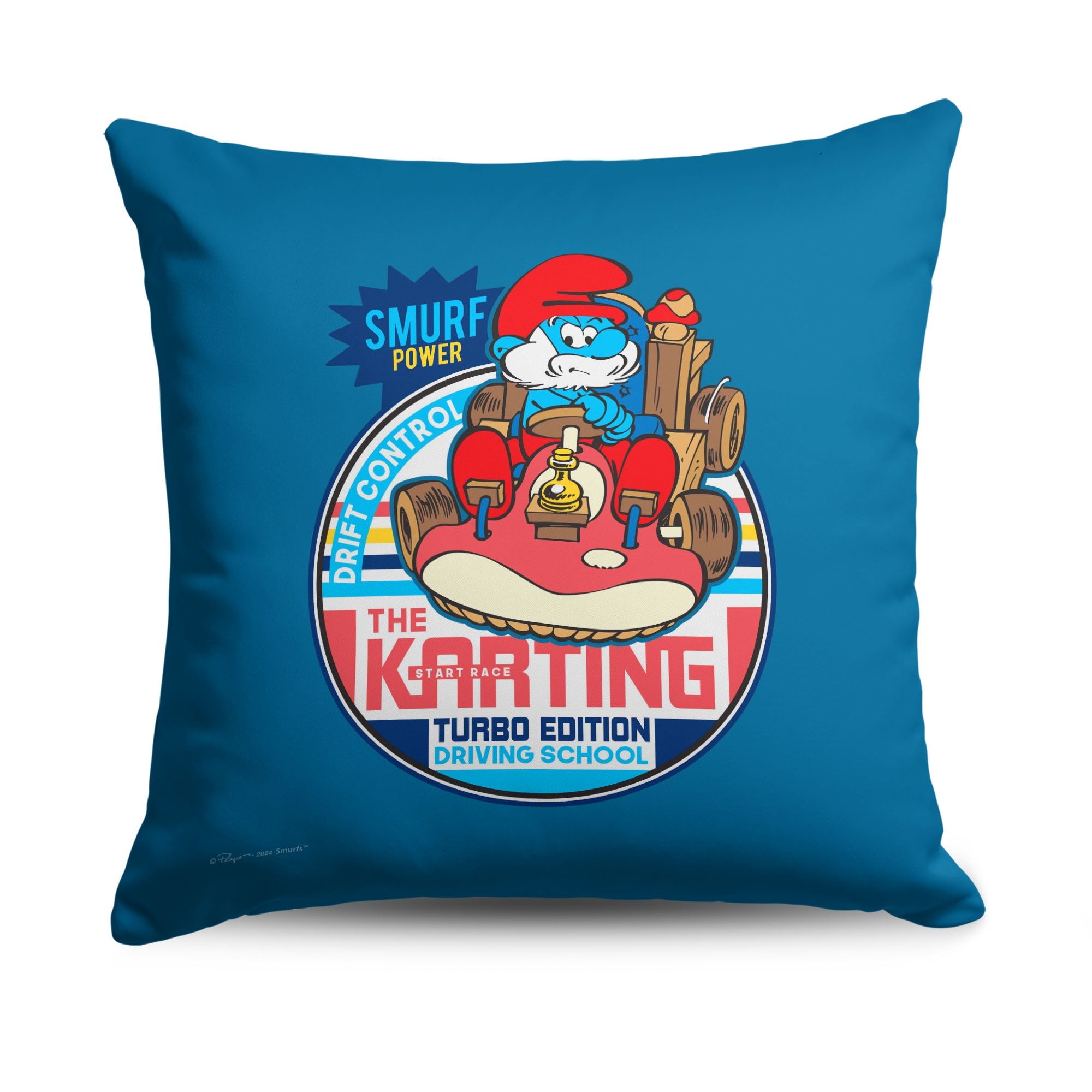 Smurfs Turbo Edition Throw Pillow 18x18 inches