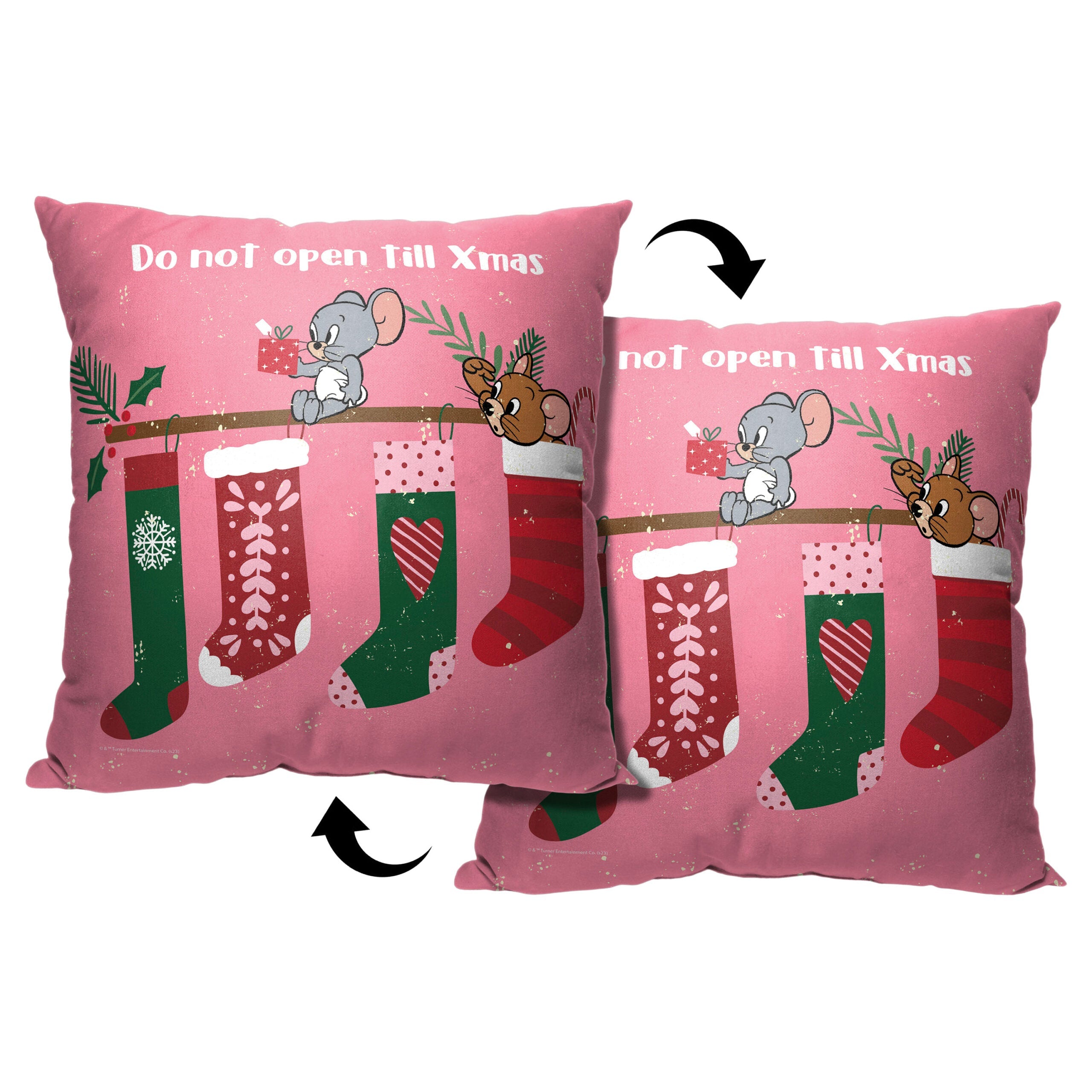Warner Bros. Tom And Jerry Don't Open Till Xmas Throw Pillow 18x18 Inches