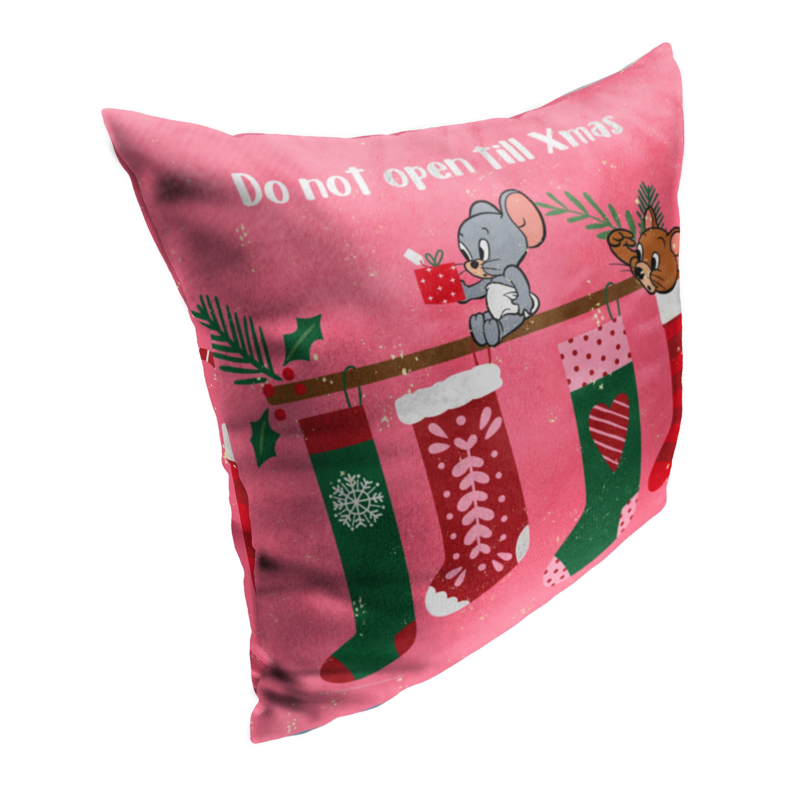Warner Bros. Tom And Jerry Don't Open Till Xmas Throw Pillow 18x18 Inches
