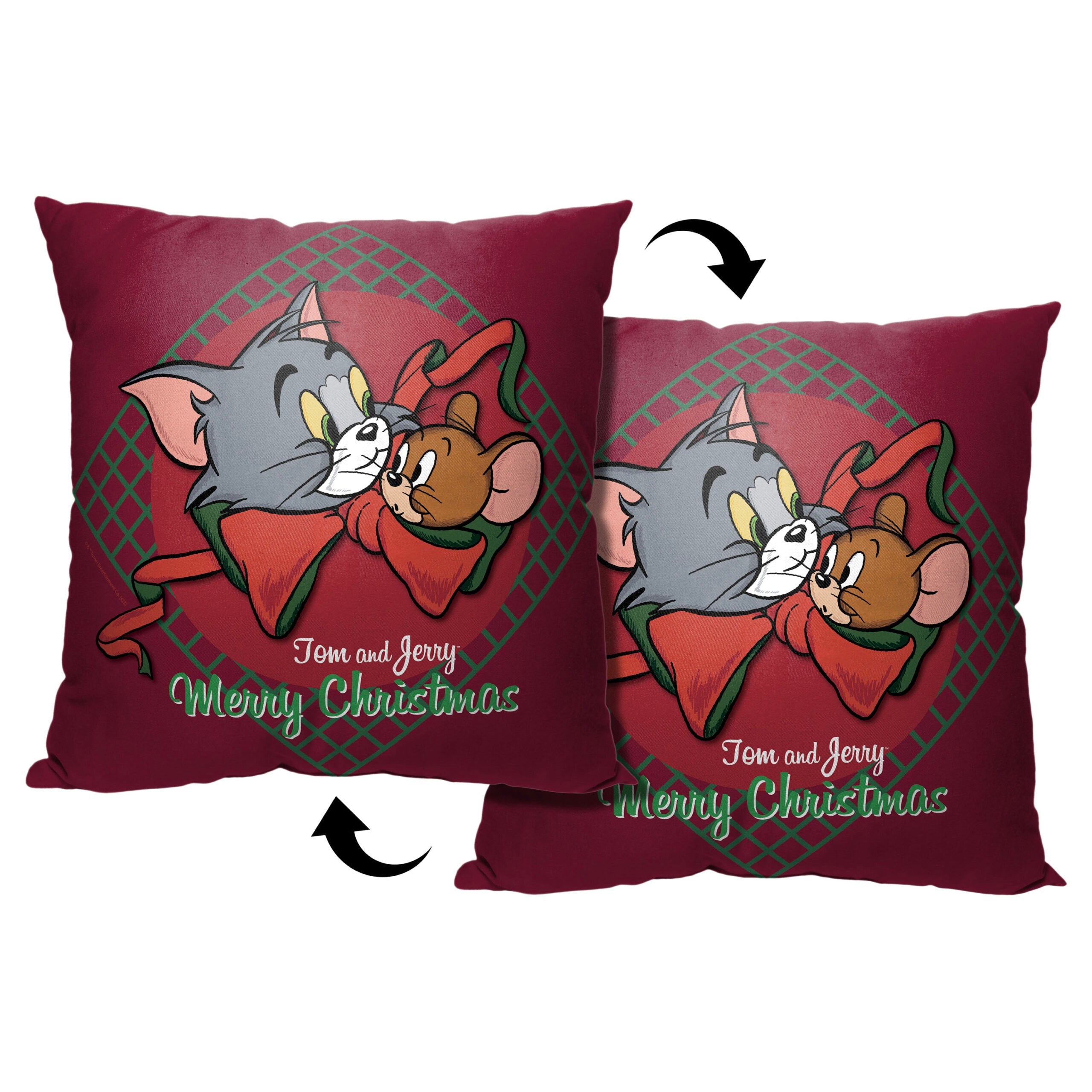 Warner Bros. Tom And Jerry Merry Tom And Jerry Throw Pillow 18x18 Inches
