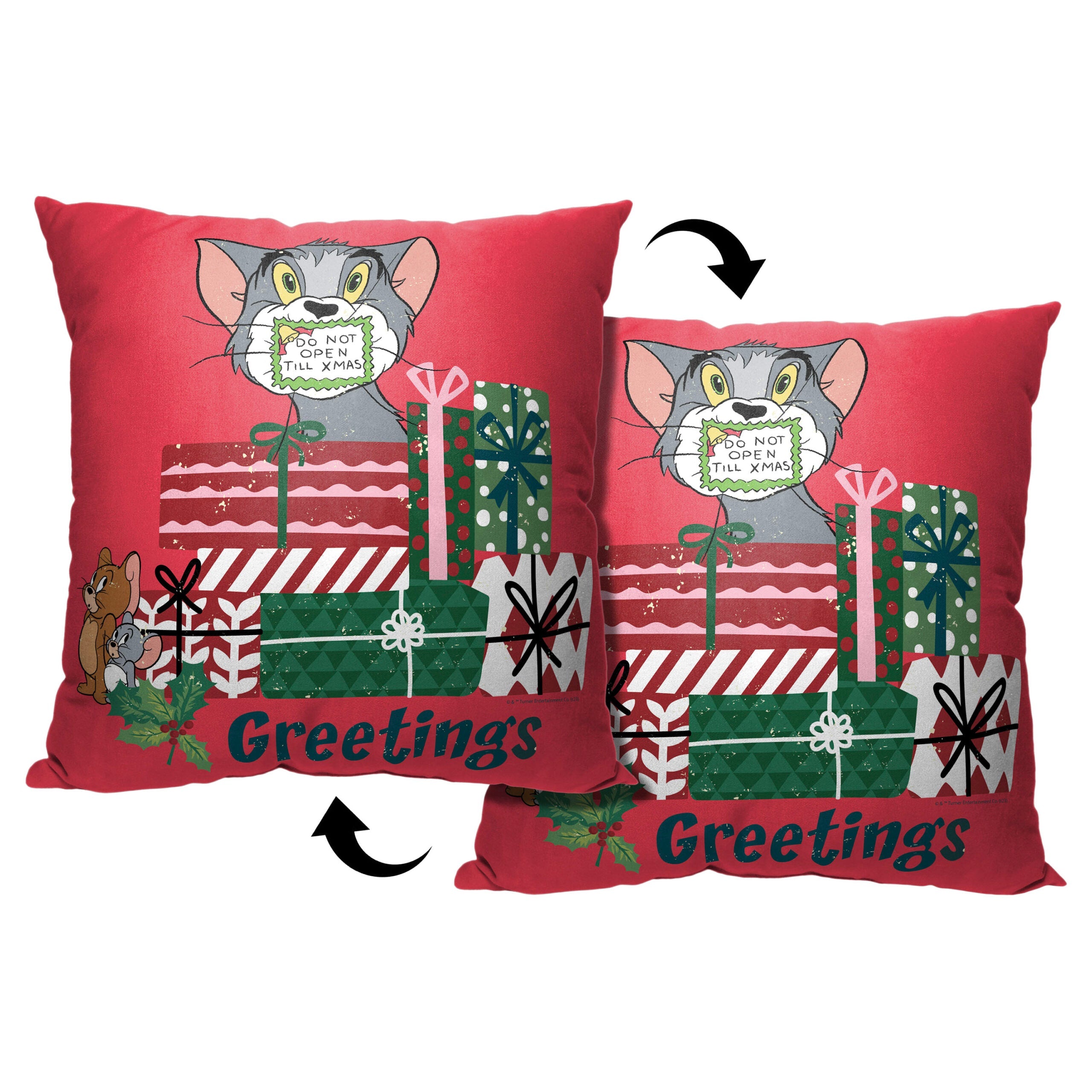 Warner Bros. Tom And Jerry Silenced Till Christmas Throw Pillow 18x18 Inches