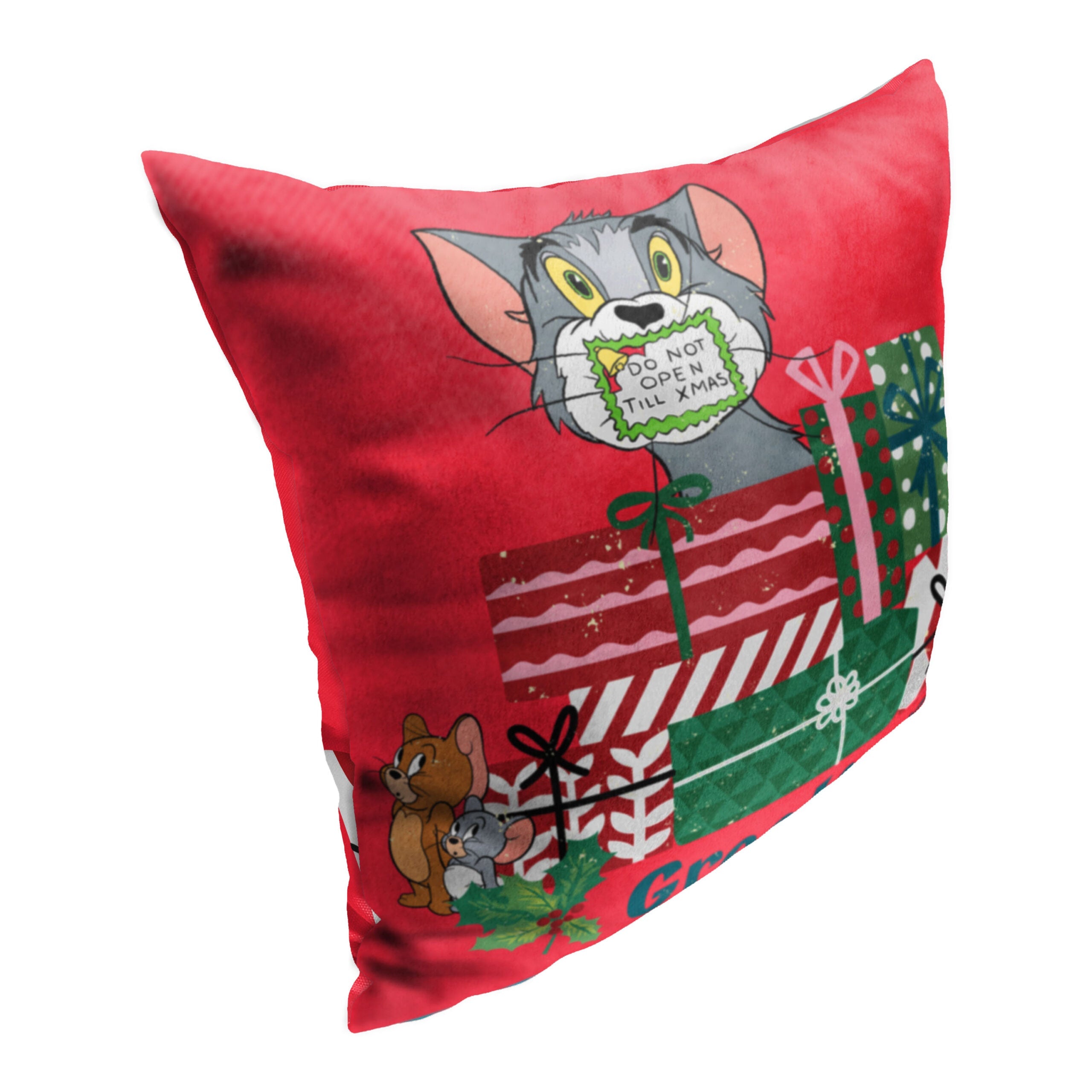Warner Bros. Tom And Jerry Silenced Till Christmas Throw Pillow 18x18 Inches