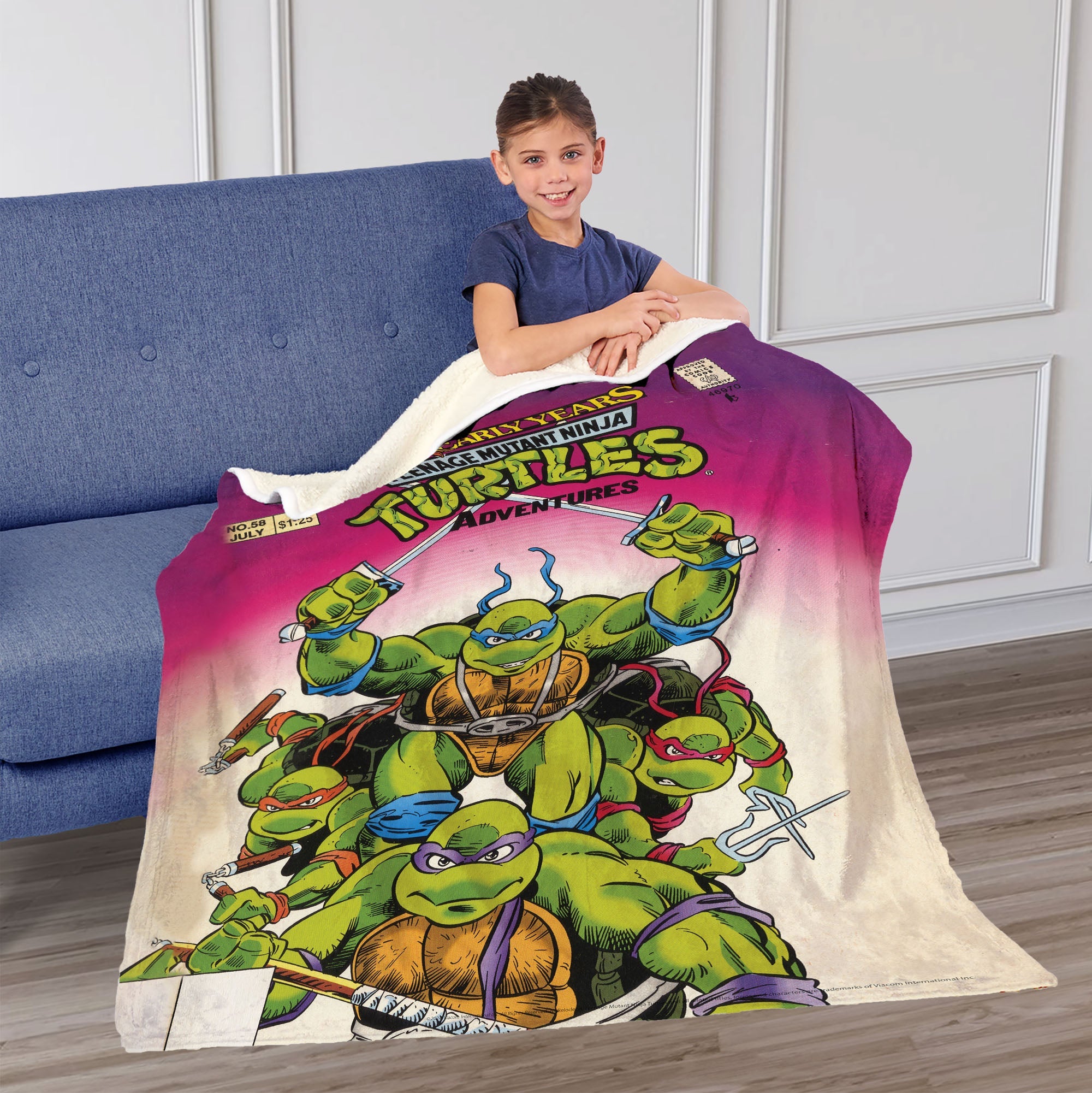 Nickelodeon Teenage Mutant Ninja Turtles TMNT Comic Silk Touch Sherpa Throw Blanket 50X60 Inches