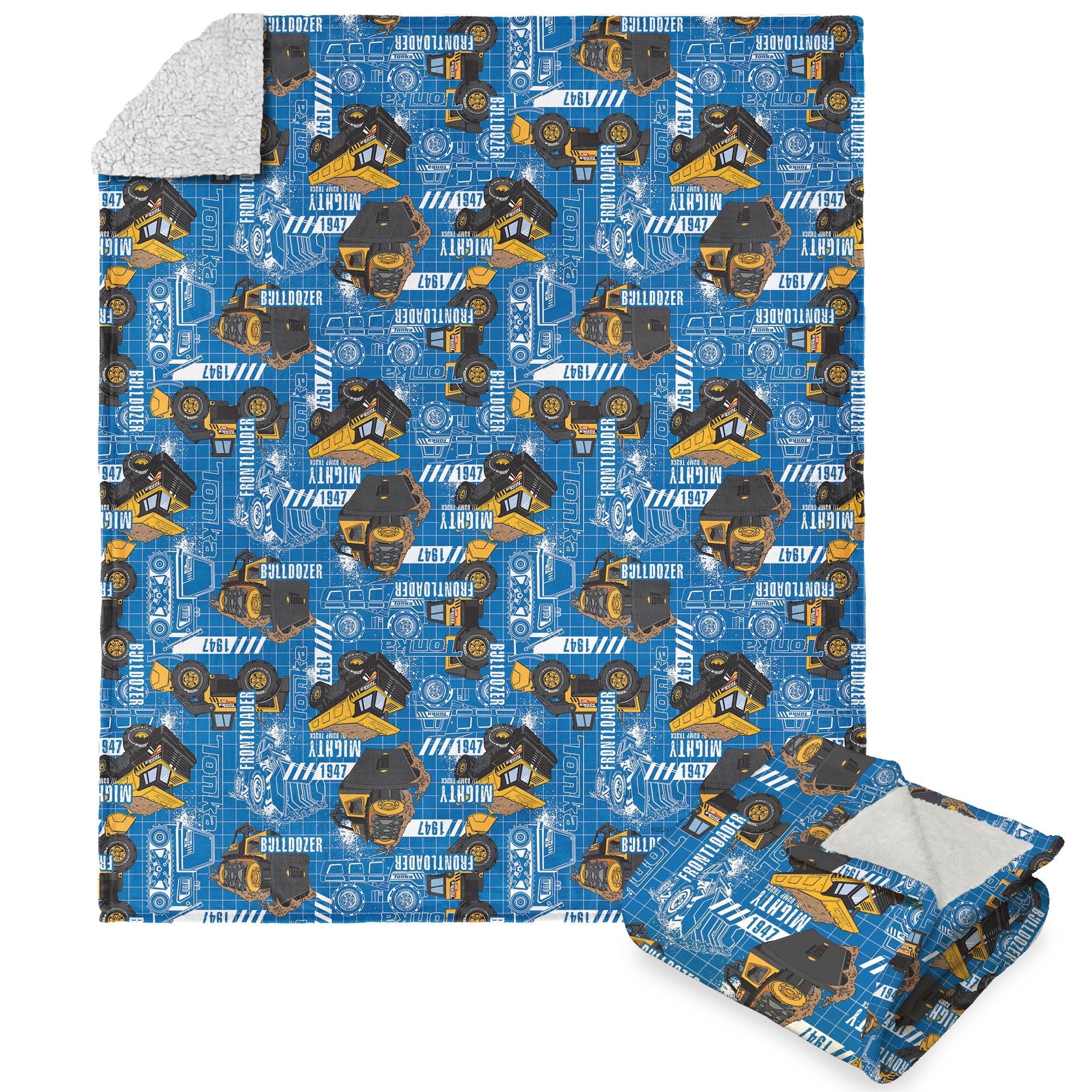 Tonka Hasbro Mighty Pattern Silk Touch Sherpa Throw Blanket 50X60 Inches