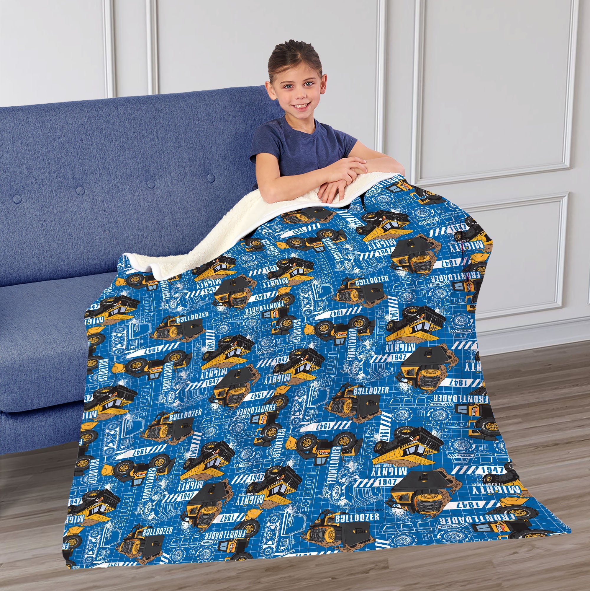 Tonka Hasbro Mighty Pattern Silk Touch Sherpa Throw Blanket 50X60 Inches