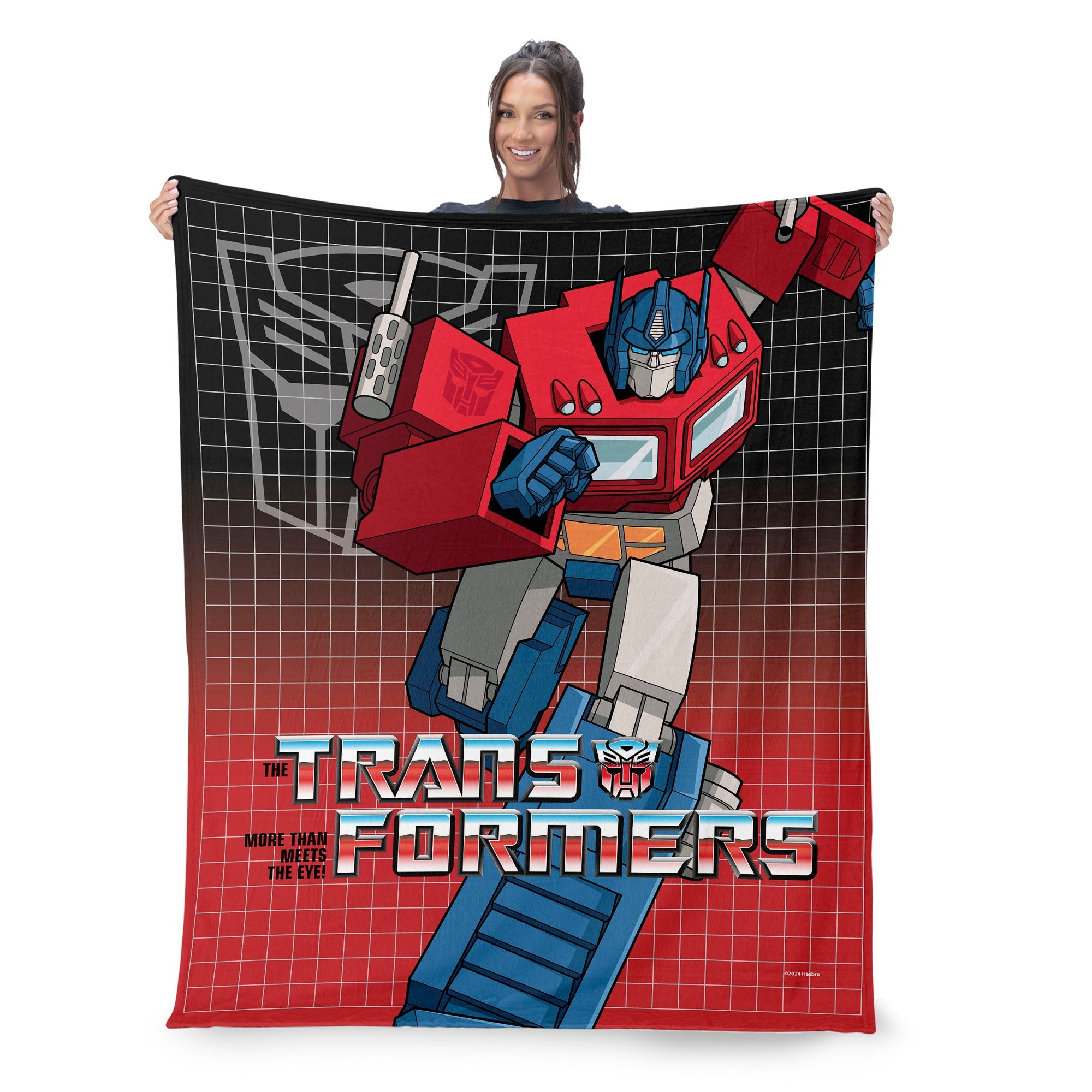 Hasbro Transformers G1 Grid Optimus Prime Silk Touch Throw Blanket 50X60 Inches