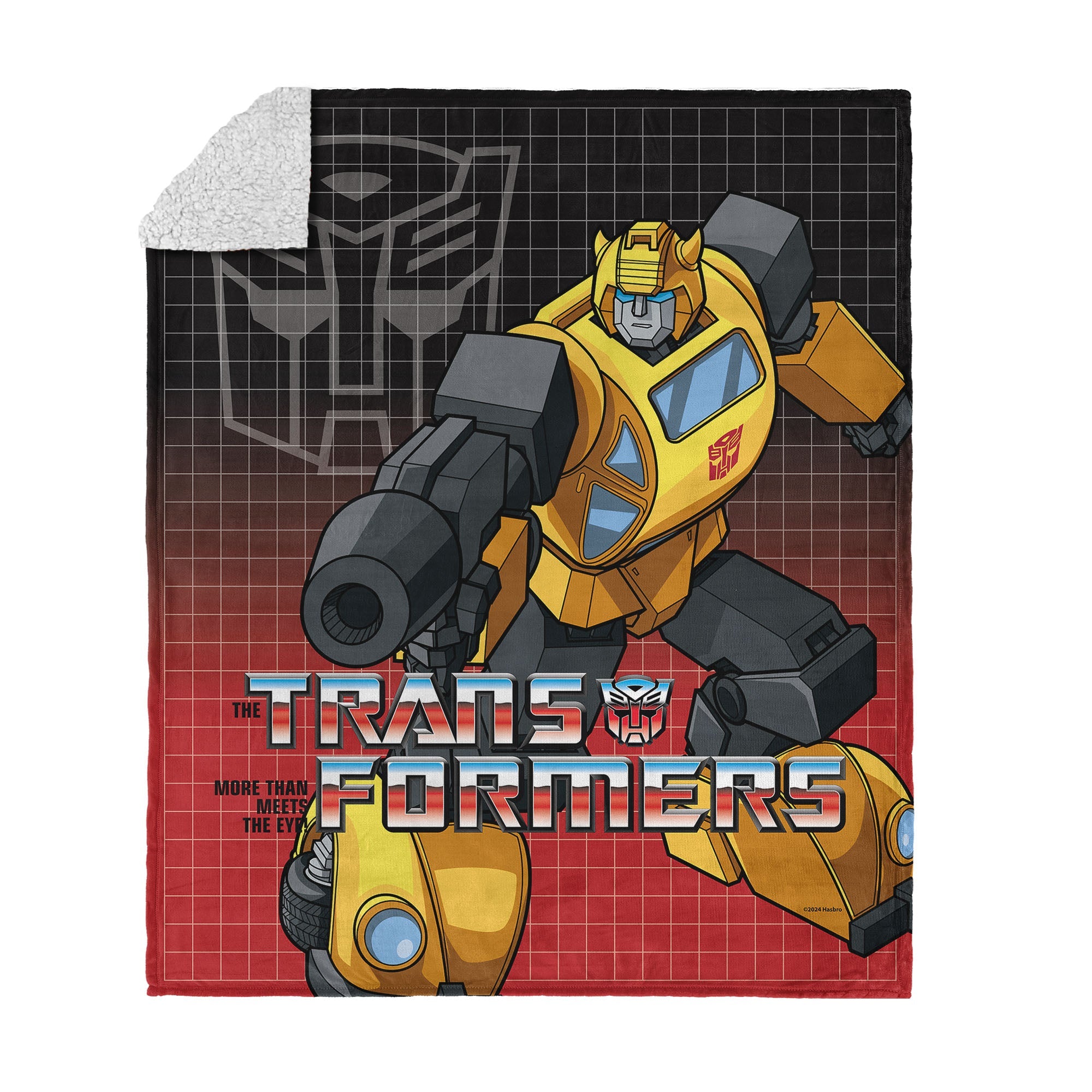 Hasbro Transformers G1 Grid Bumblebee Silk Touch Sherpa Throw Blanket 50X60 Inches