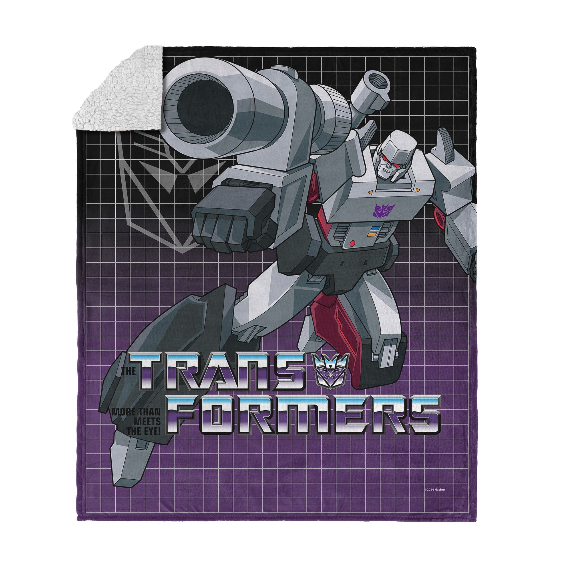 Hasbro Transformers G1 Grid Megatron Silk Touch Sherpa Throw Blanket 50X60 Inches