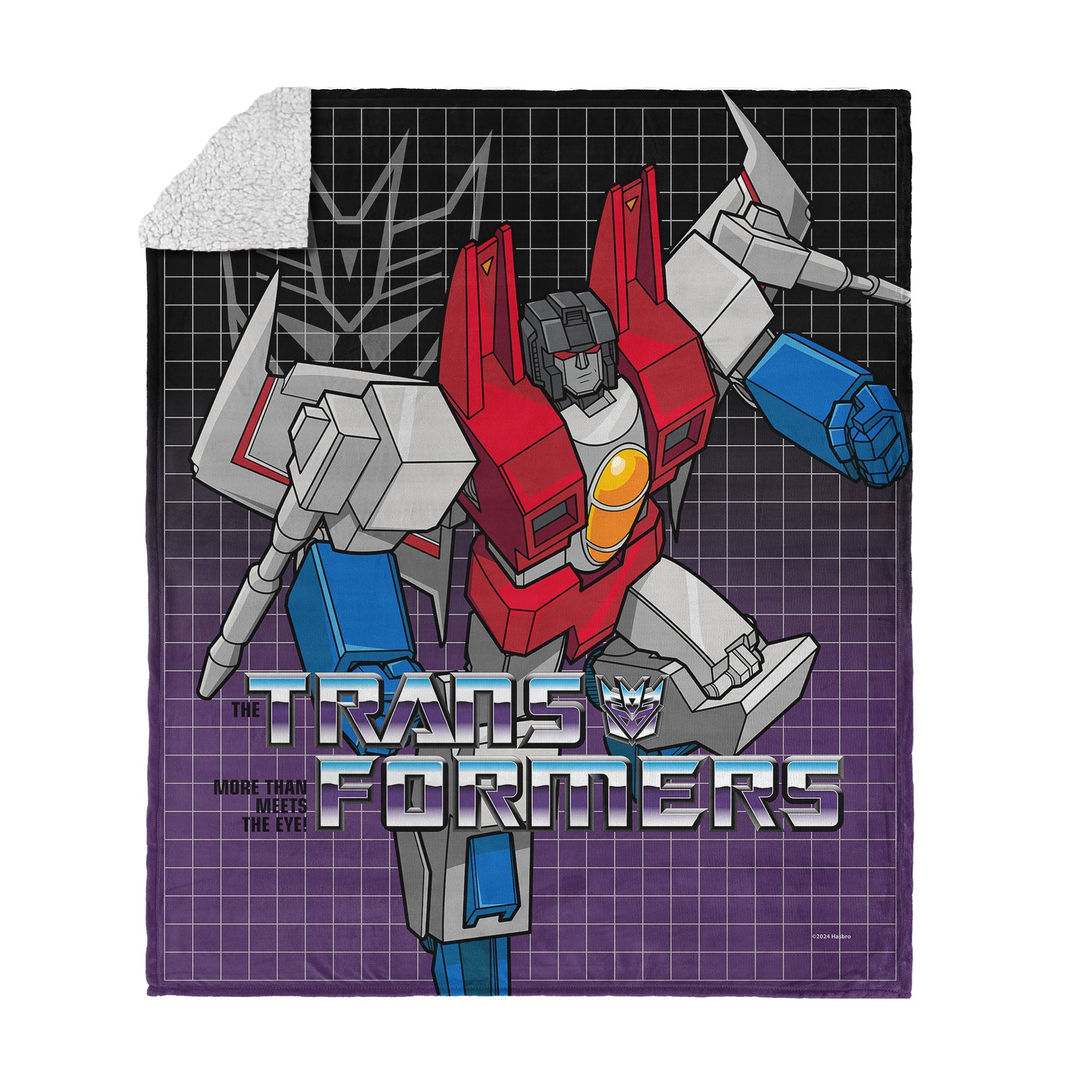 Hasbro Transformers G1 Grid Starscream Silk Touch Sherpa Throw Blanket 50X60 Inches