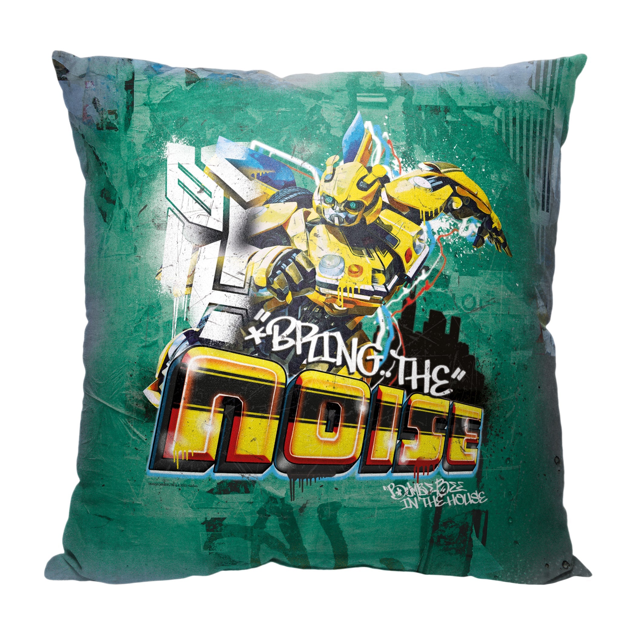 Hasbro Transformers: Rise Of The Beasts Bumblebee In The House Throw Pillow 18x18 Inches
