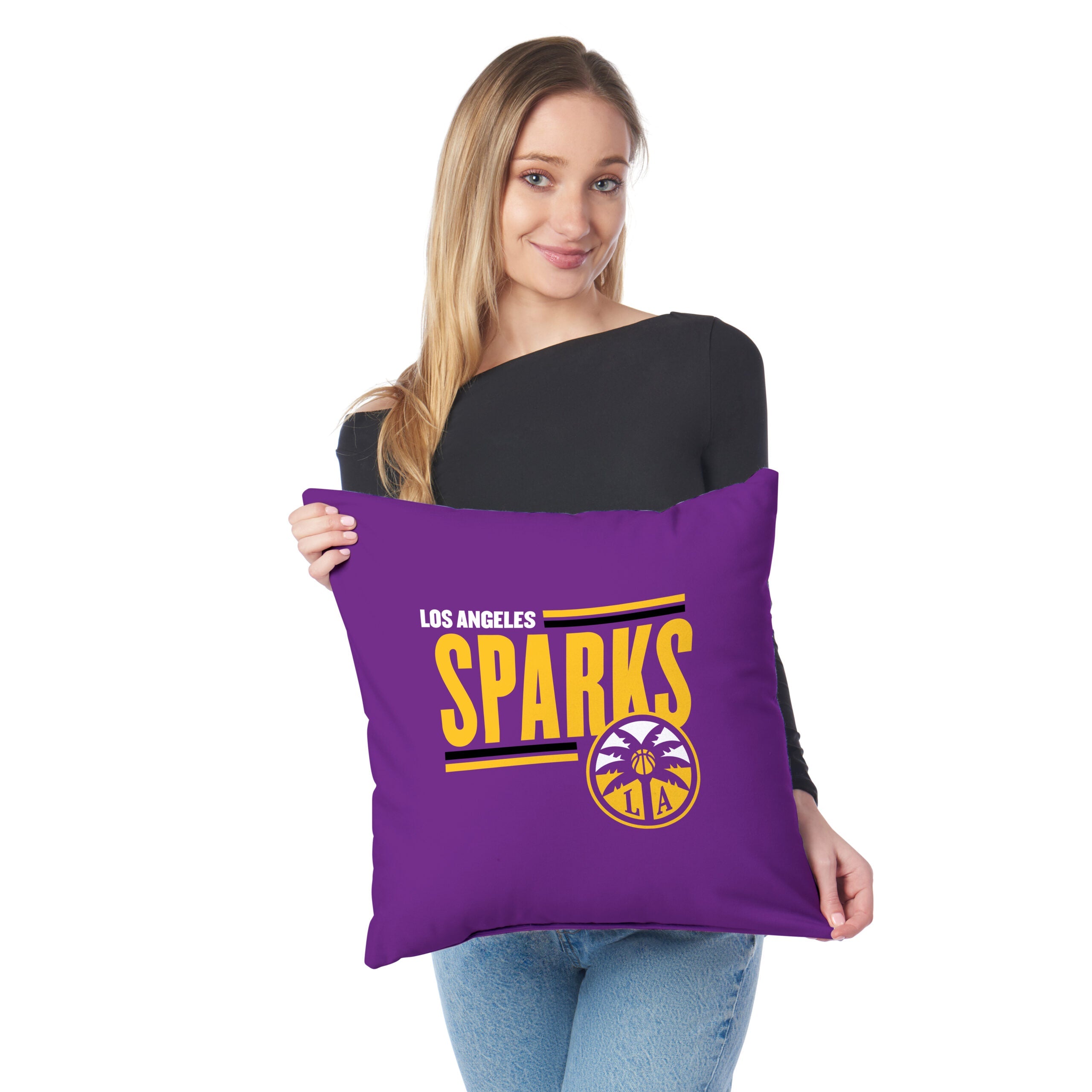 Los Angeles Sparks WNBA Double Down Throw Pillow 18 x 18 inches