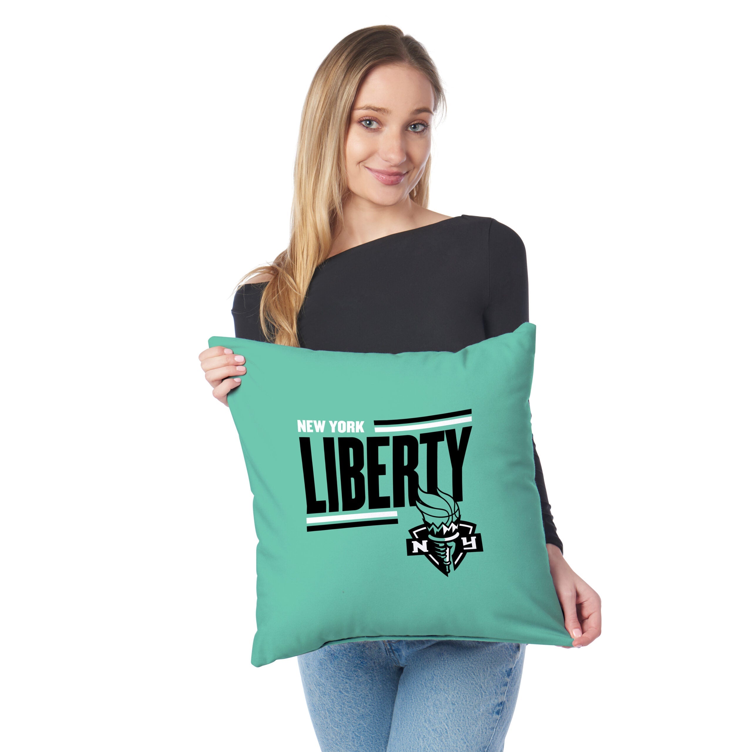 New York Liberty WNBA Double Down Throw Pillow 18 x 18 inches