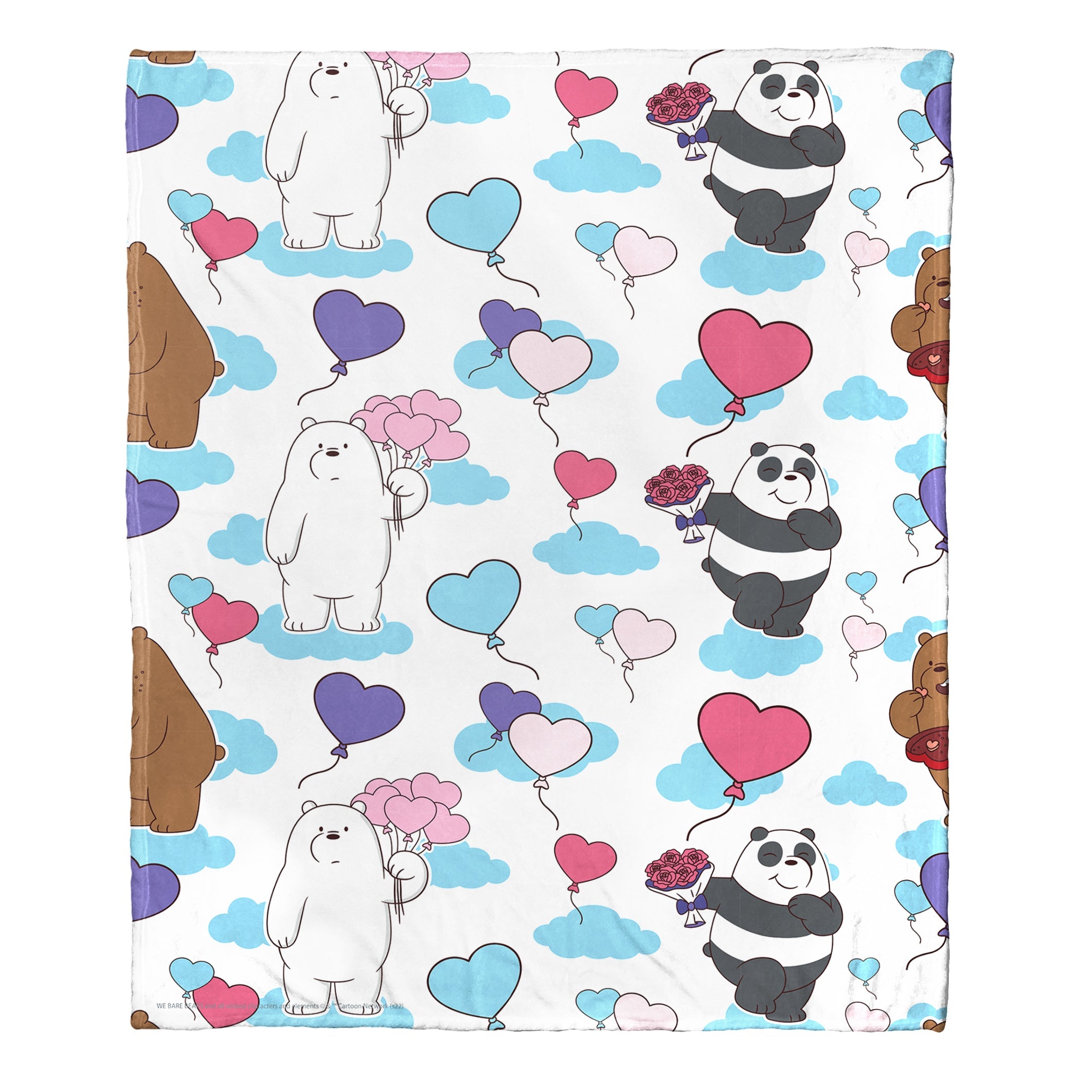 Cartoon Network We Bare Bears Bears And Balloons Silk Touch Throw Blanket 50x60 Inches