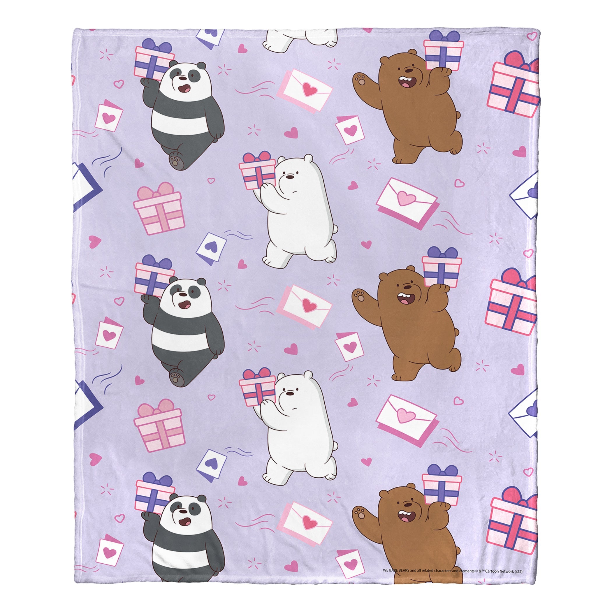 Cartoon Network We Bare Bears Love Letters Silk Touch Throw Blanket 50x60 Inches