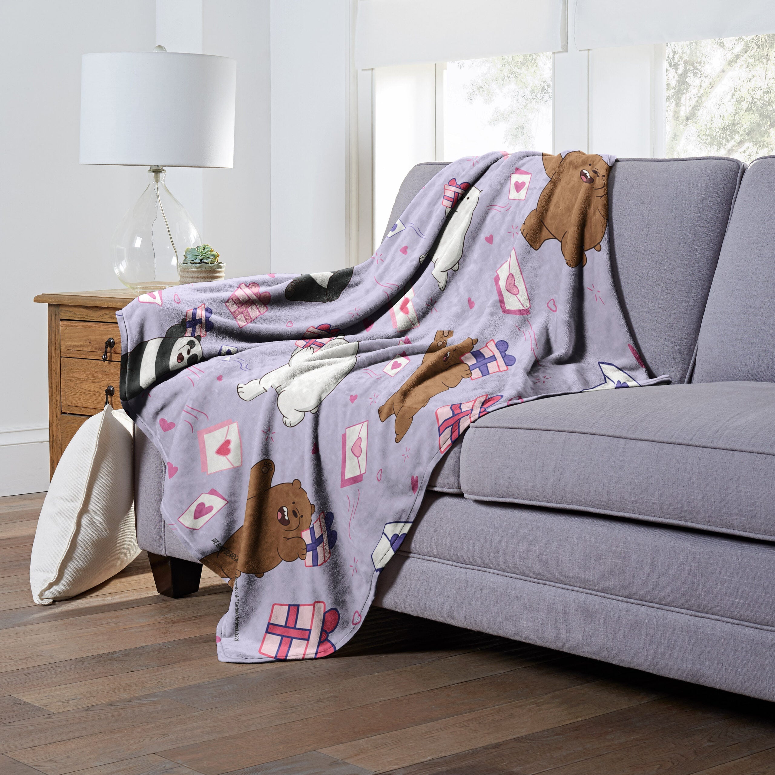 Cartoon Network We Bare Bears Love Letters Silk Touch Throw Blanket 50x60 Inches