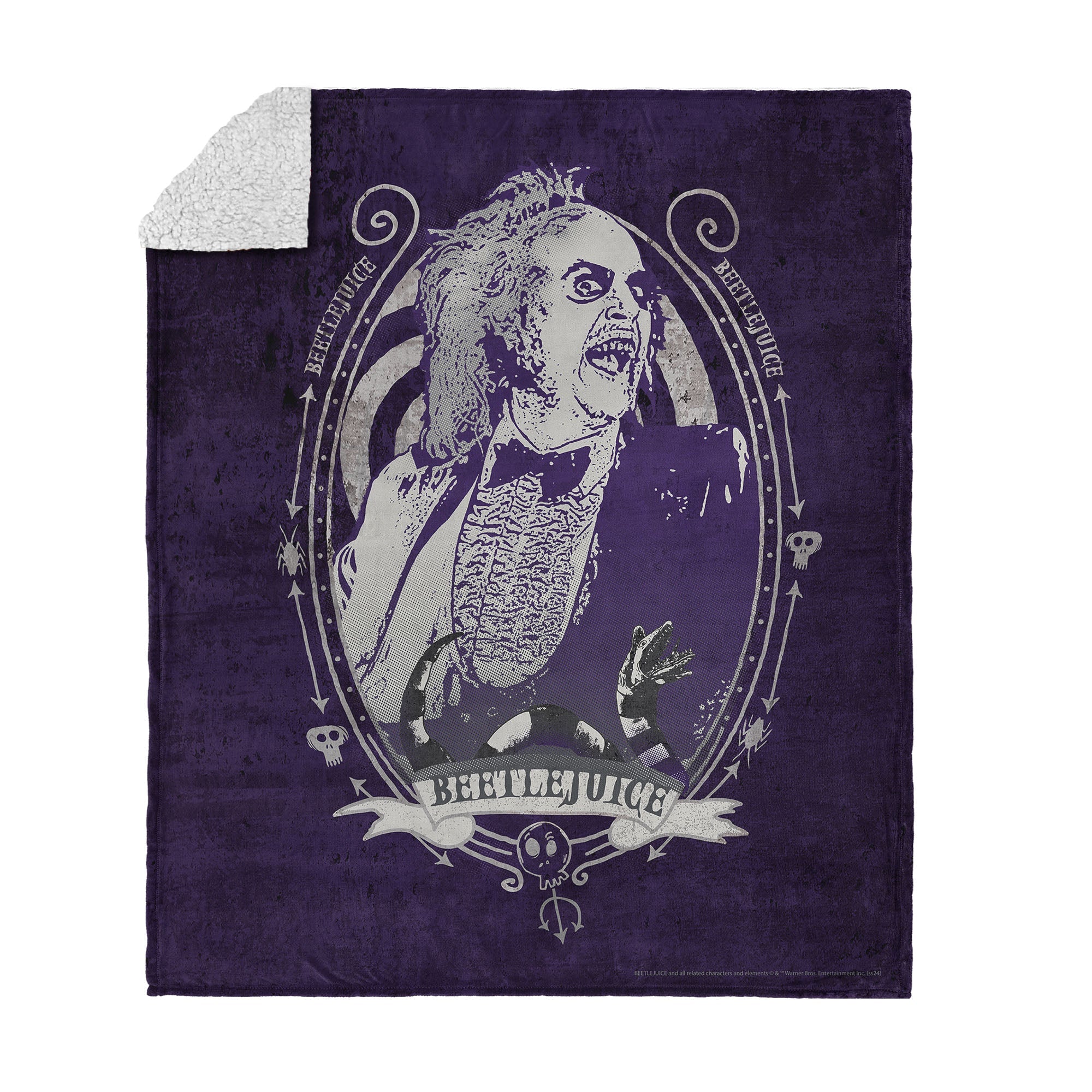 Warner Bros. Beetlejuice Big Dark Room Silk Touch Sherpa Throw Blanket 50X60 Inches