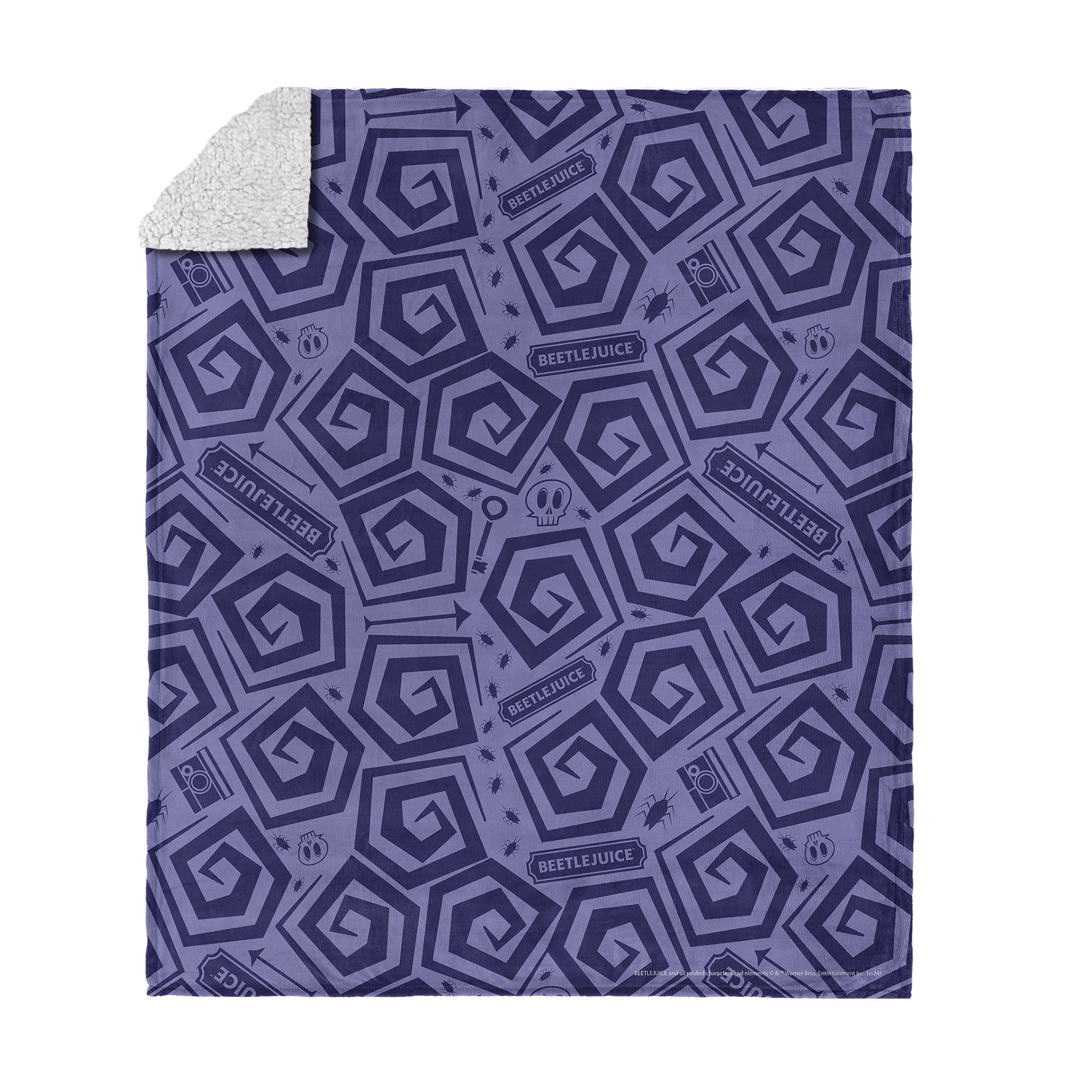 Warner Bros. Beetlejuice Creepy Crawlies Silk Touch Sherpa Throw Blanket 50X60 Inches