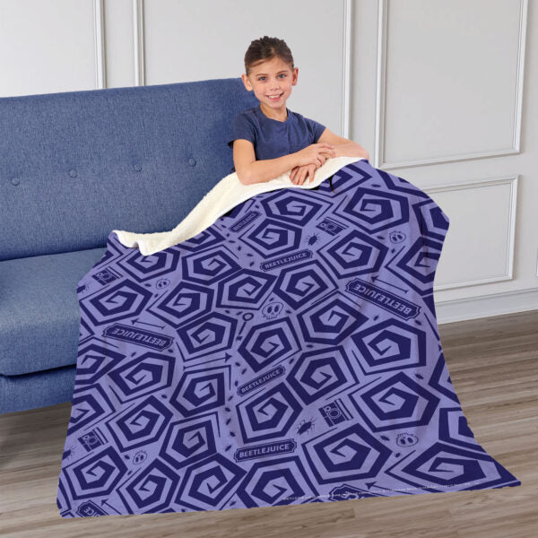 Warner Bros. Beetlejuice Creepy Crawlies Silk Touch Sherpa Throw Blanket 50X60 Inches