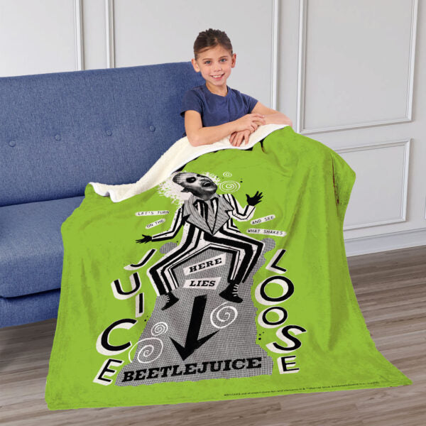 Warner Bros. Beetlejuice Juice Is Loose Silk Touch Sherpa Throw Blanket 50X60 Inches