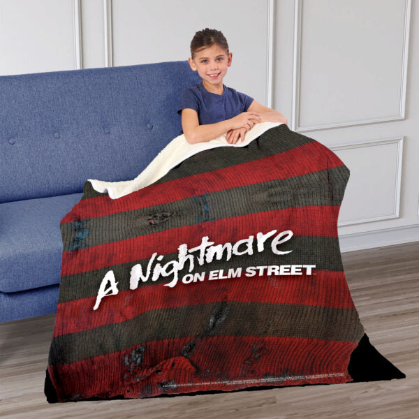 Warner Bros. Nightmare on Elm Street Sweater Silk Touch Sherpa Throw Blanket 50X60 Inches