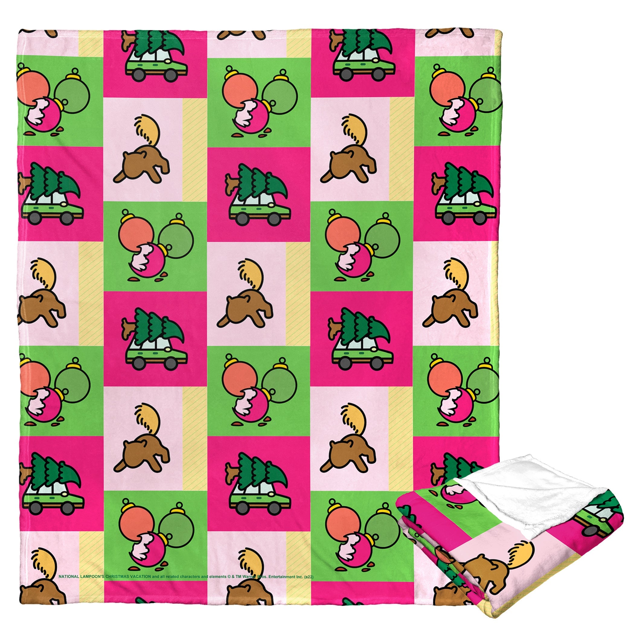 Warner Bros. Christmas Vacation Christmas Squares Silk Touch Throw Blanket 50x60 Inches