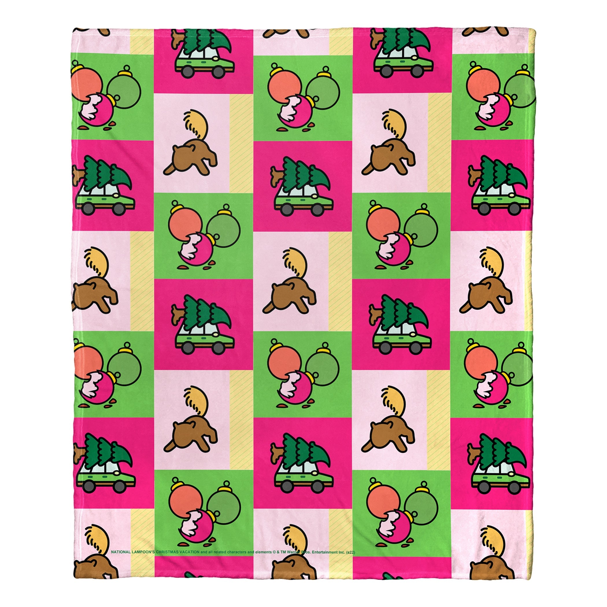 Warner Bros. Christmas Vacation Christmas Squares Silk Touch Throw Blanket 50x60 Inches