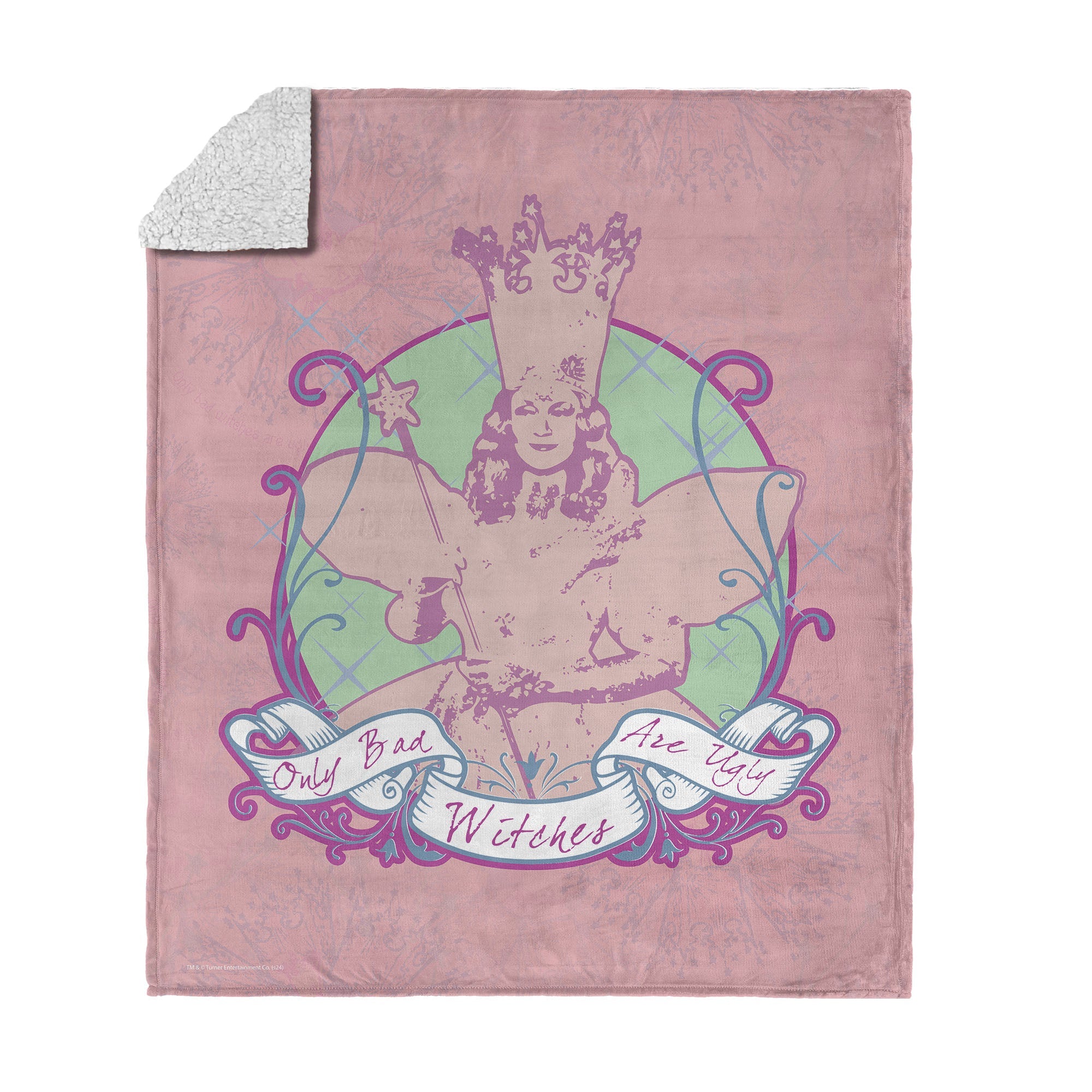 Warner Bros. The Wizard of Oz Glinda Pattern Silk Touch Sherpa Throw Blanket 50x60 Inches