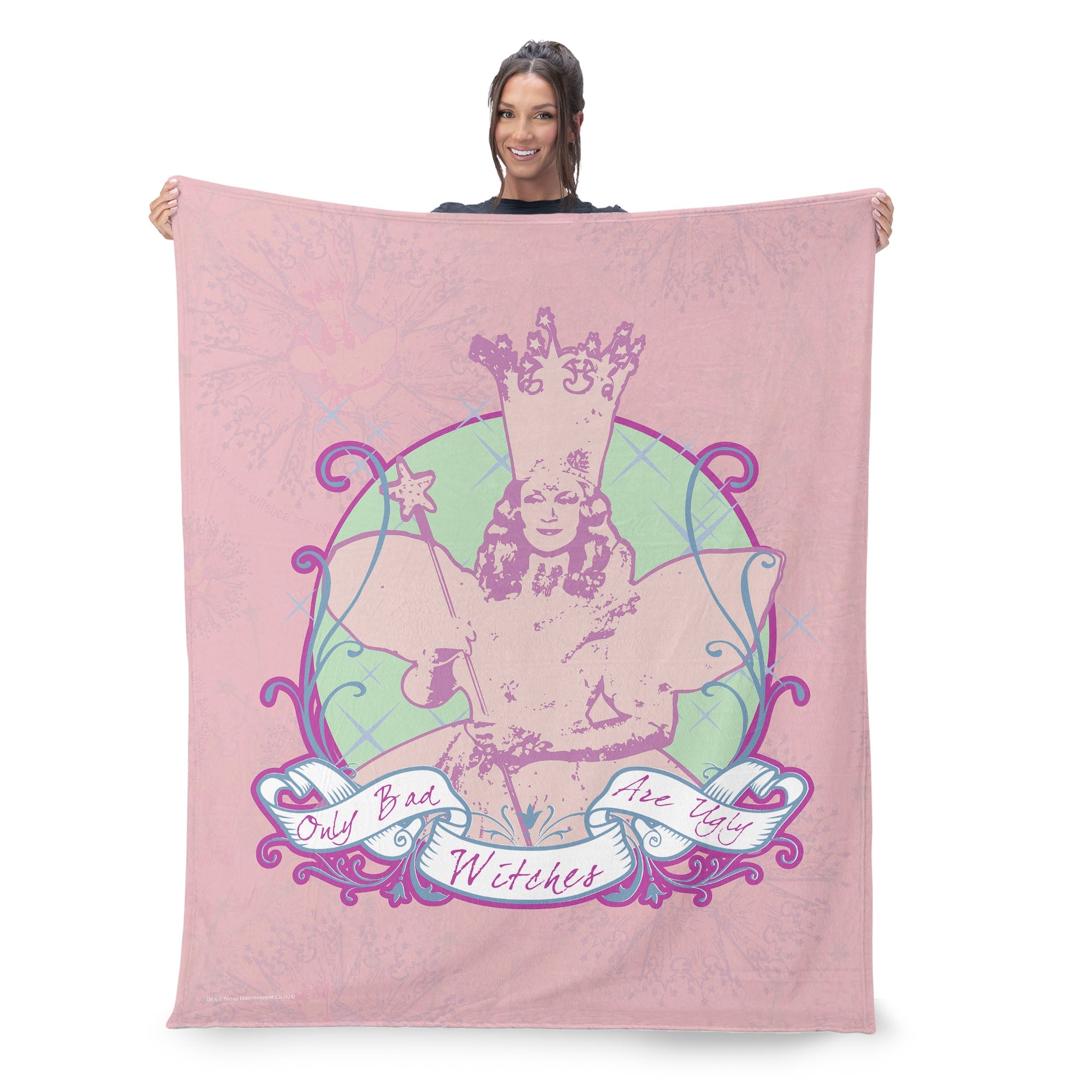Warner Bros. The Wizard of Oz Glinda Pattern Silk Touch Sherpa Throw Blanket 50x60 Inches